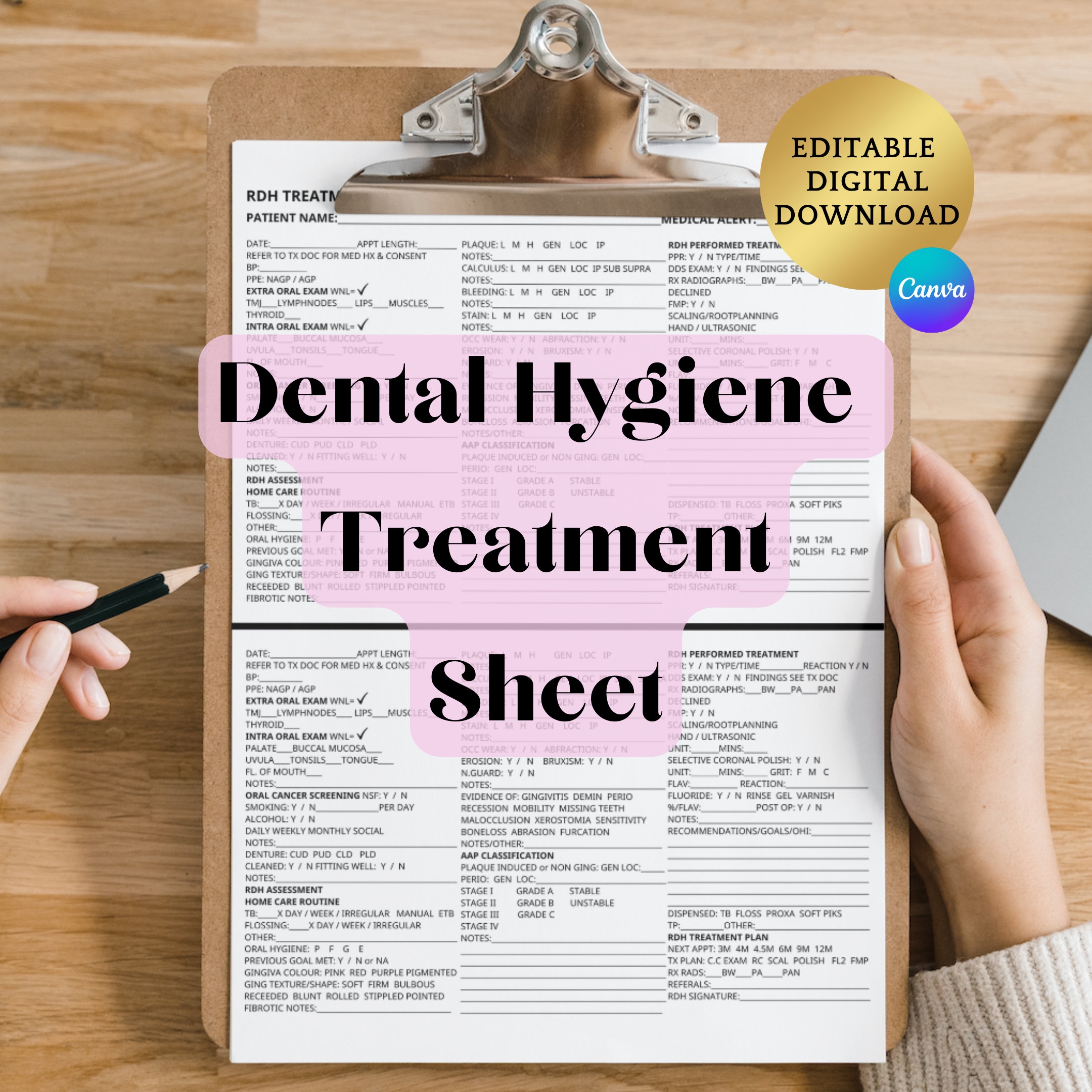 RDH Documentation RDH Dental Notes Dental Treatment Log Hygienist Notes Dental Office Documentation RDH Treatment Sheet Dentist Etsy