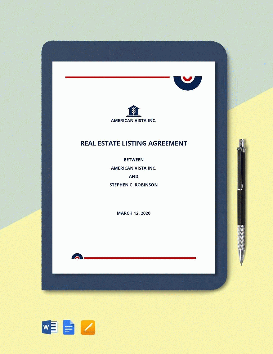 Real Estate Agent Listing Agreement Template In Word Pages Google Docs Download Template