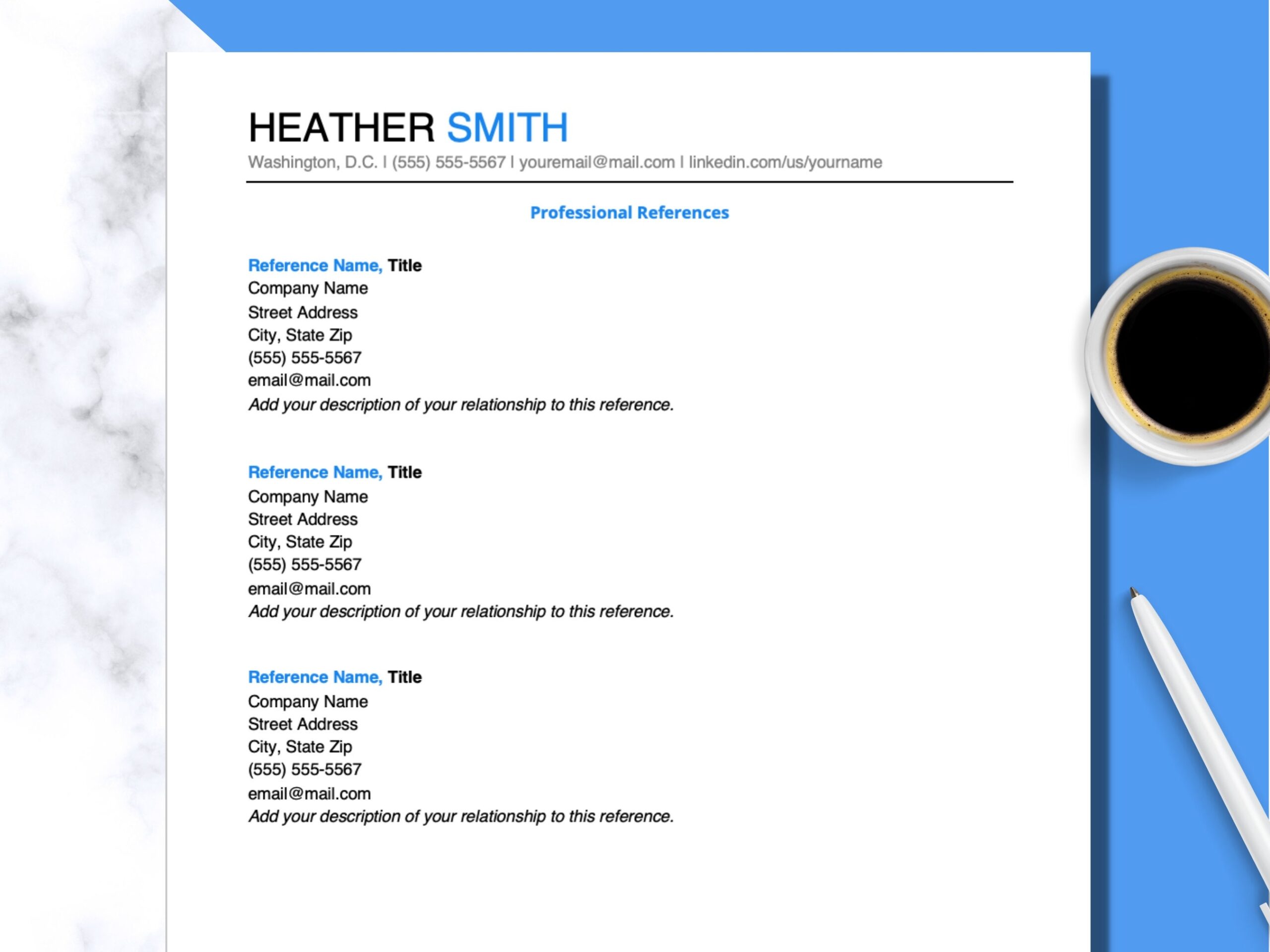 References Template For Word Google Docs Professional 