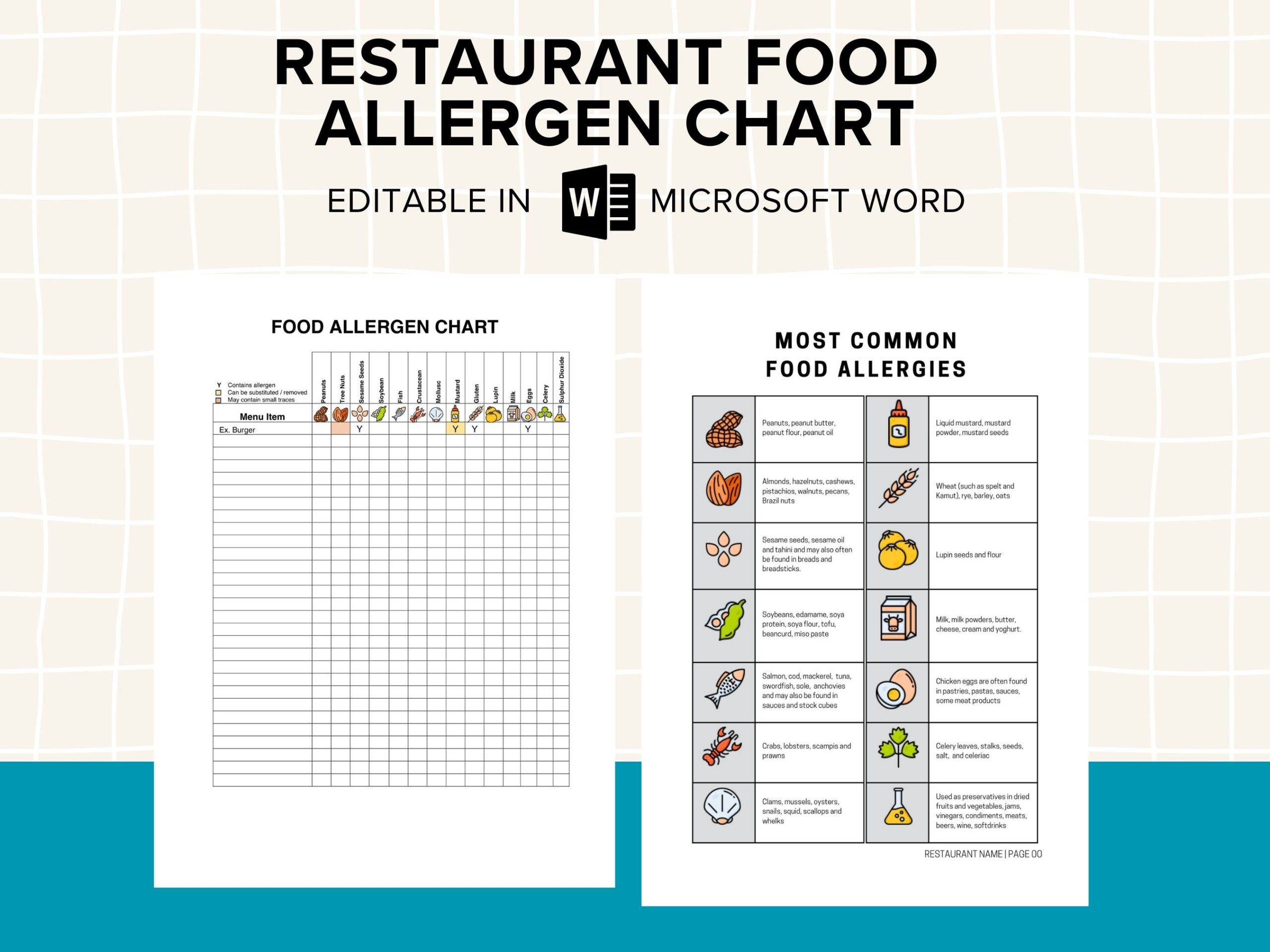 Restaurant Food Allergen Chart Menu Items Common Food Allergies 