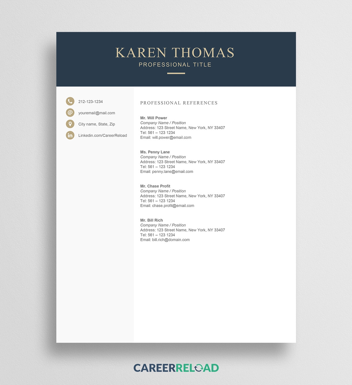 Resume References Examples Career Reload