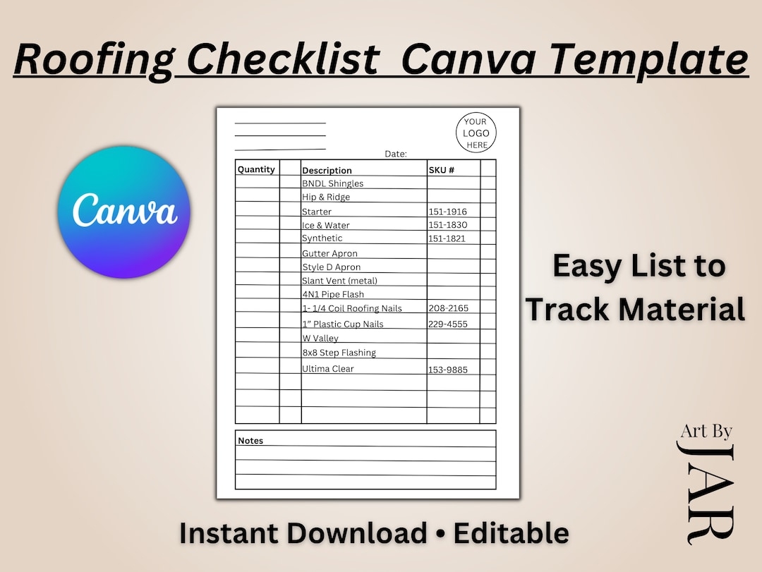 Roofing Material List Template