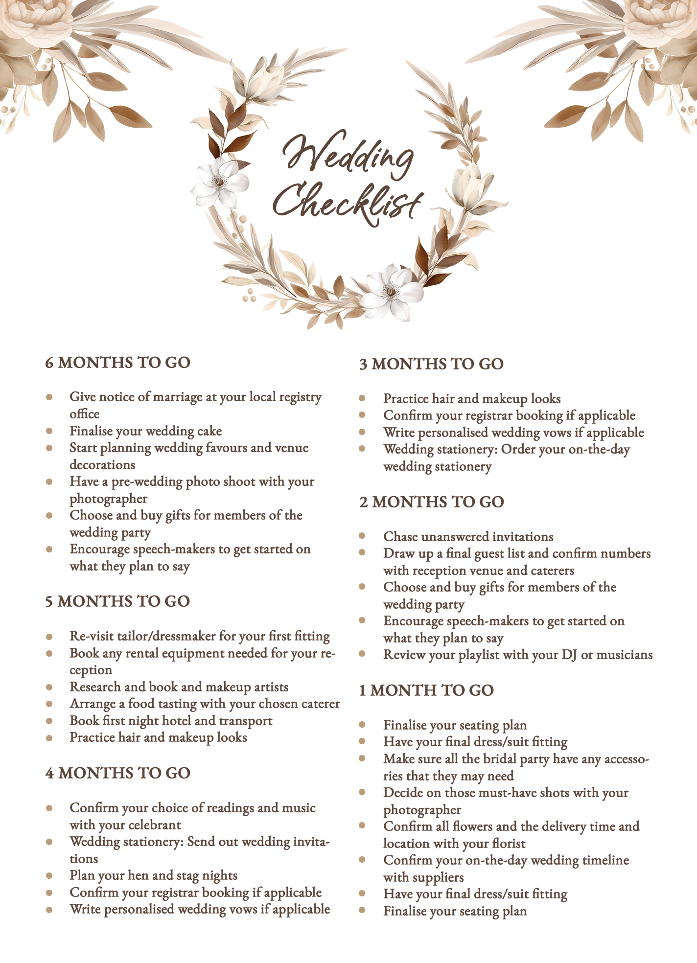 Rustic Wedding Checklist Free Google Docs Template Gdoc io