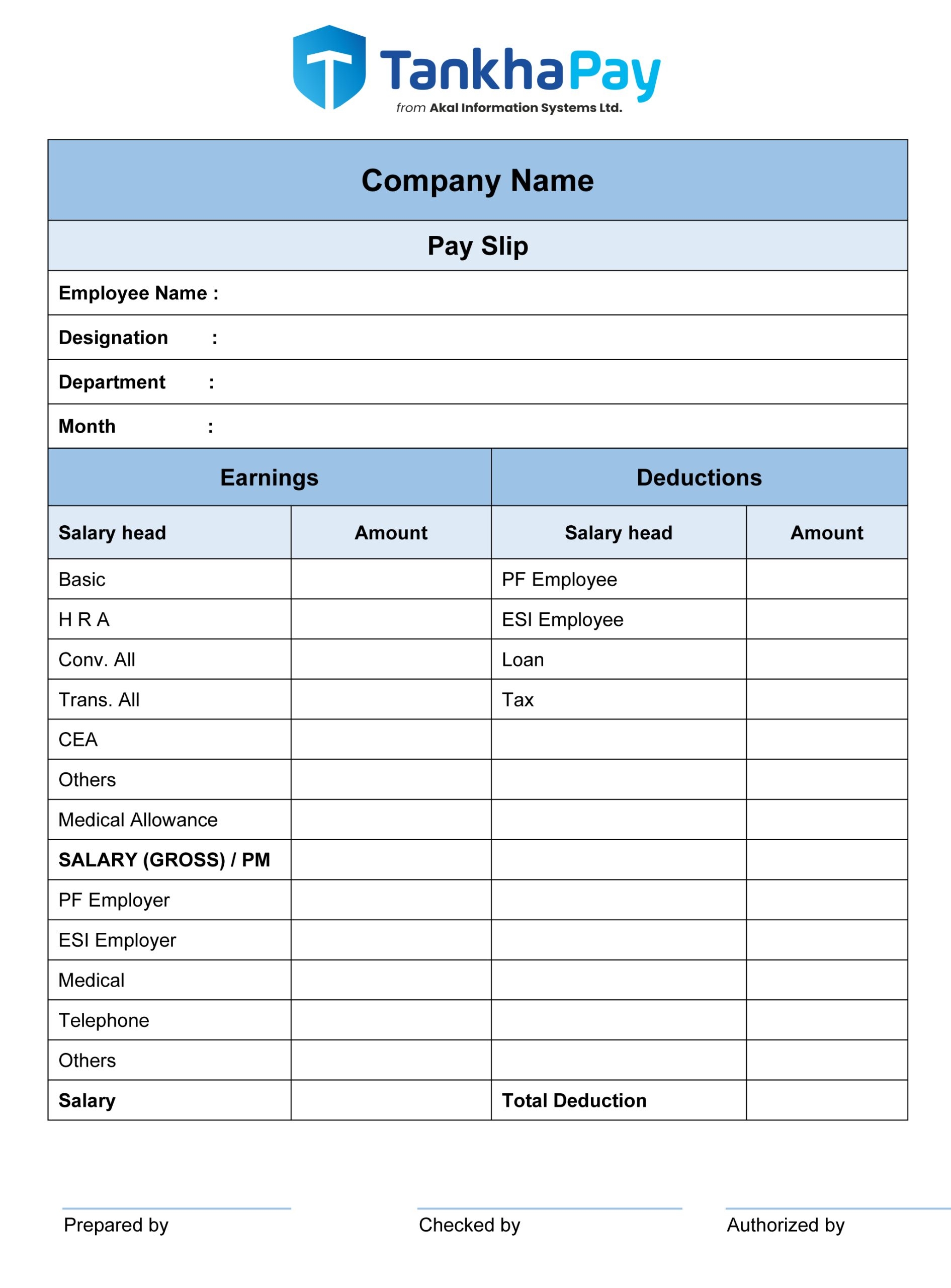 Salary Slip Format In Excel Word U0026 PDF Payslip Download