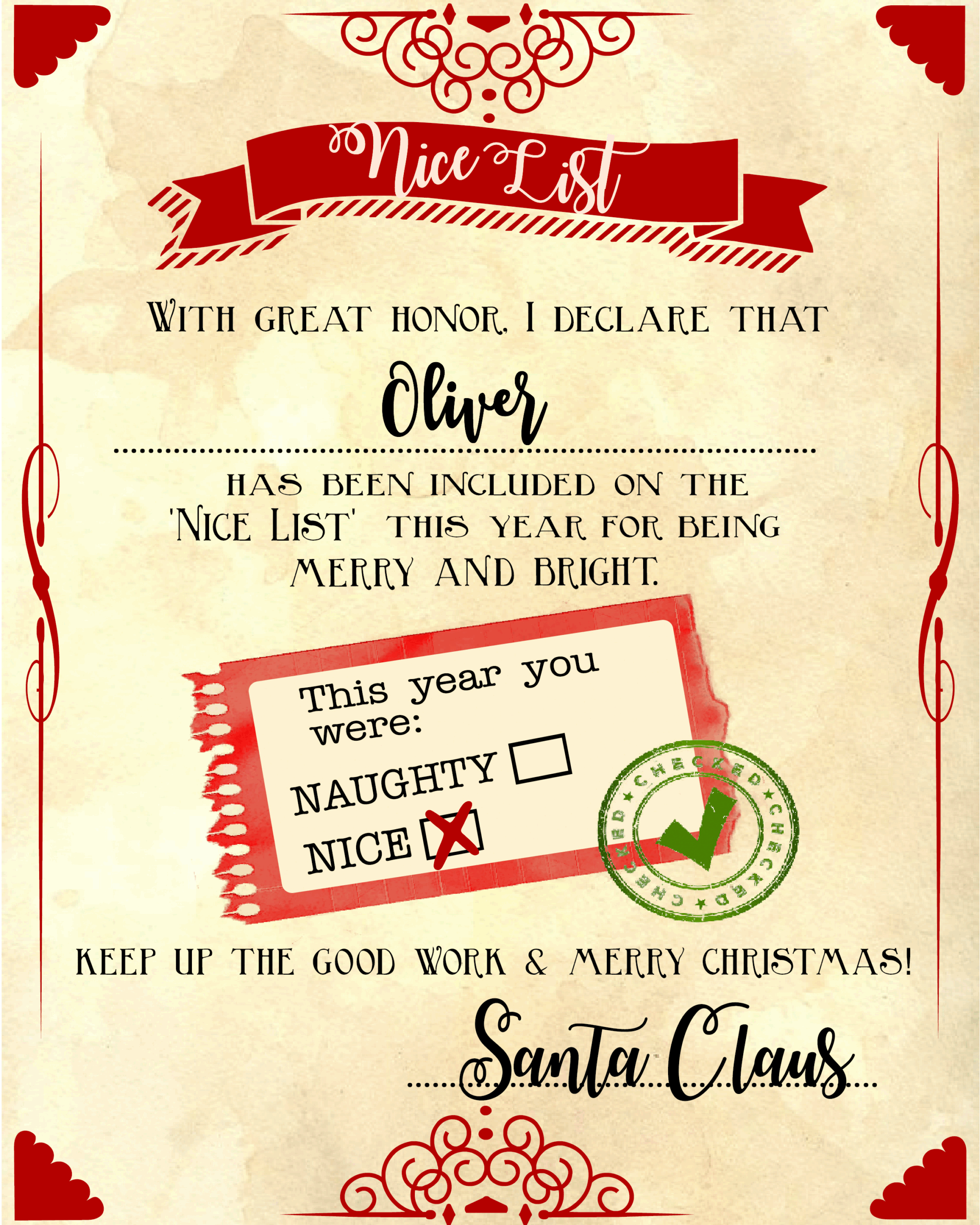 Naughty Or Nice List Template