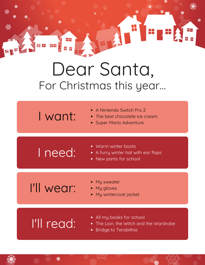 Santa Christmas Wish List Infographic Template Venngage