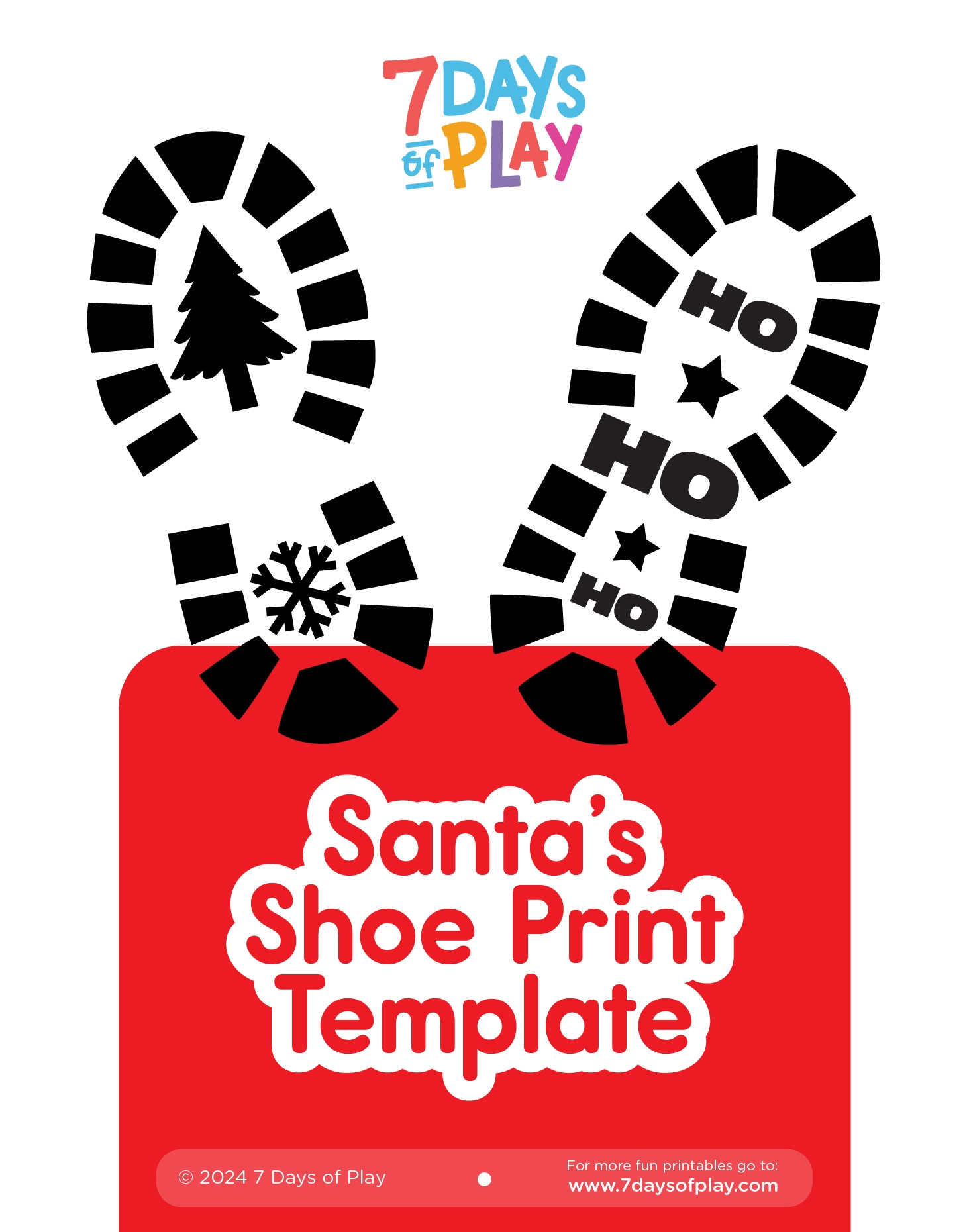 Santa s Shoe Print Template Printable 7 Days Of Play