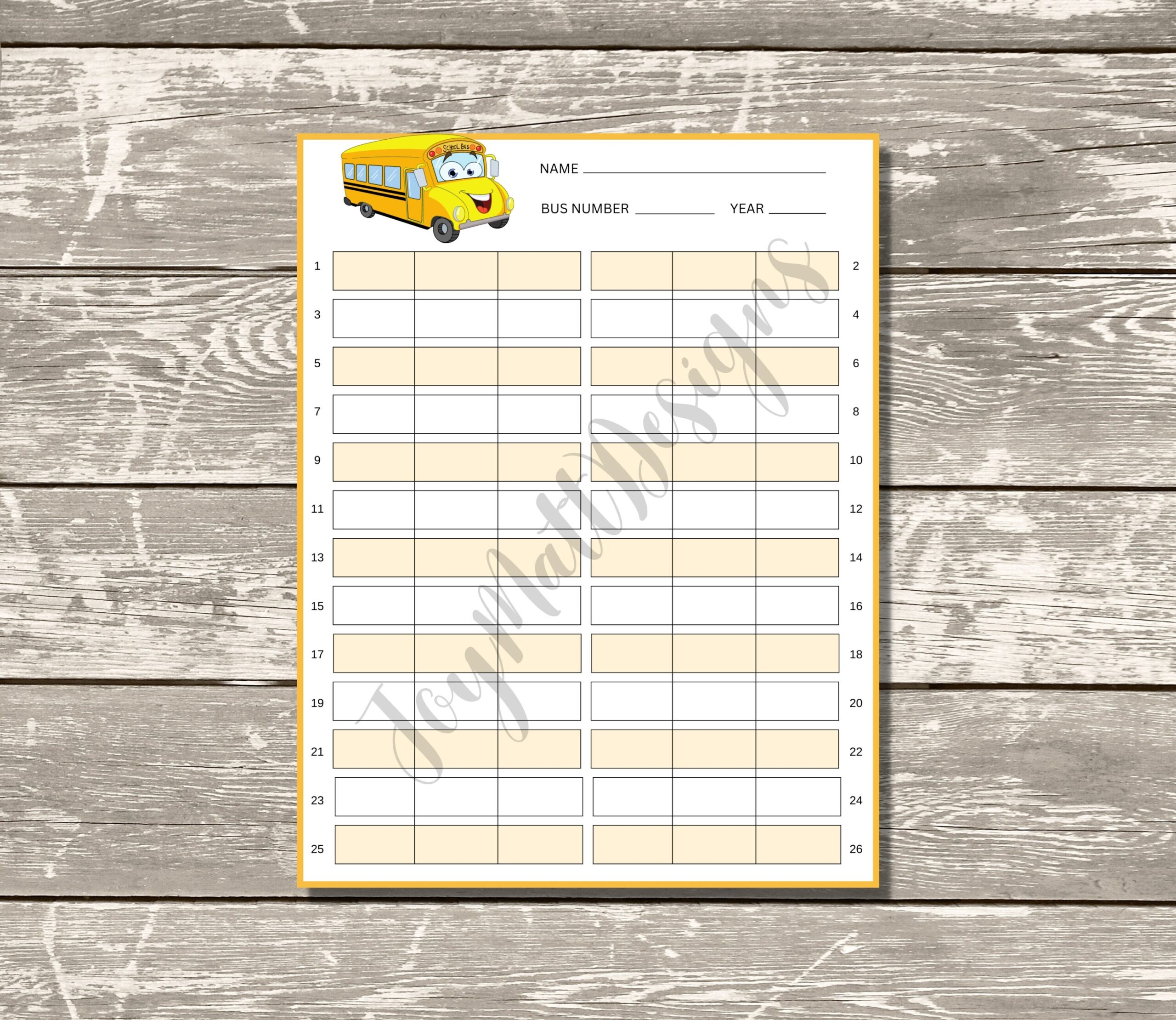 Bus List Template