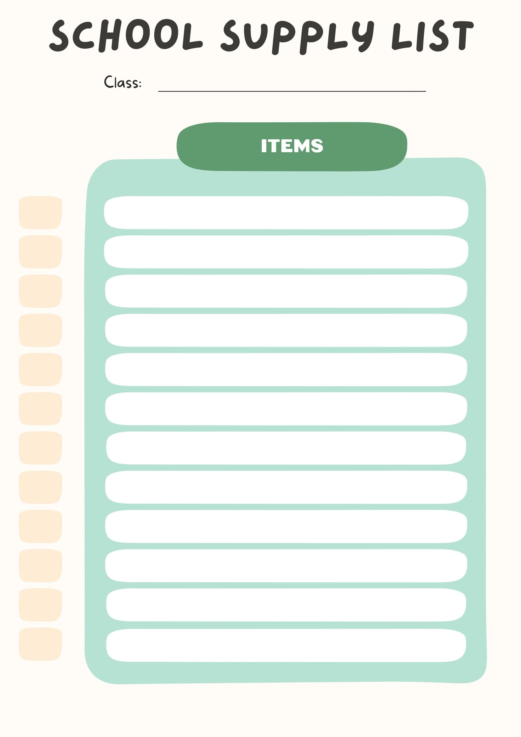 School Supply List Template