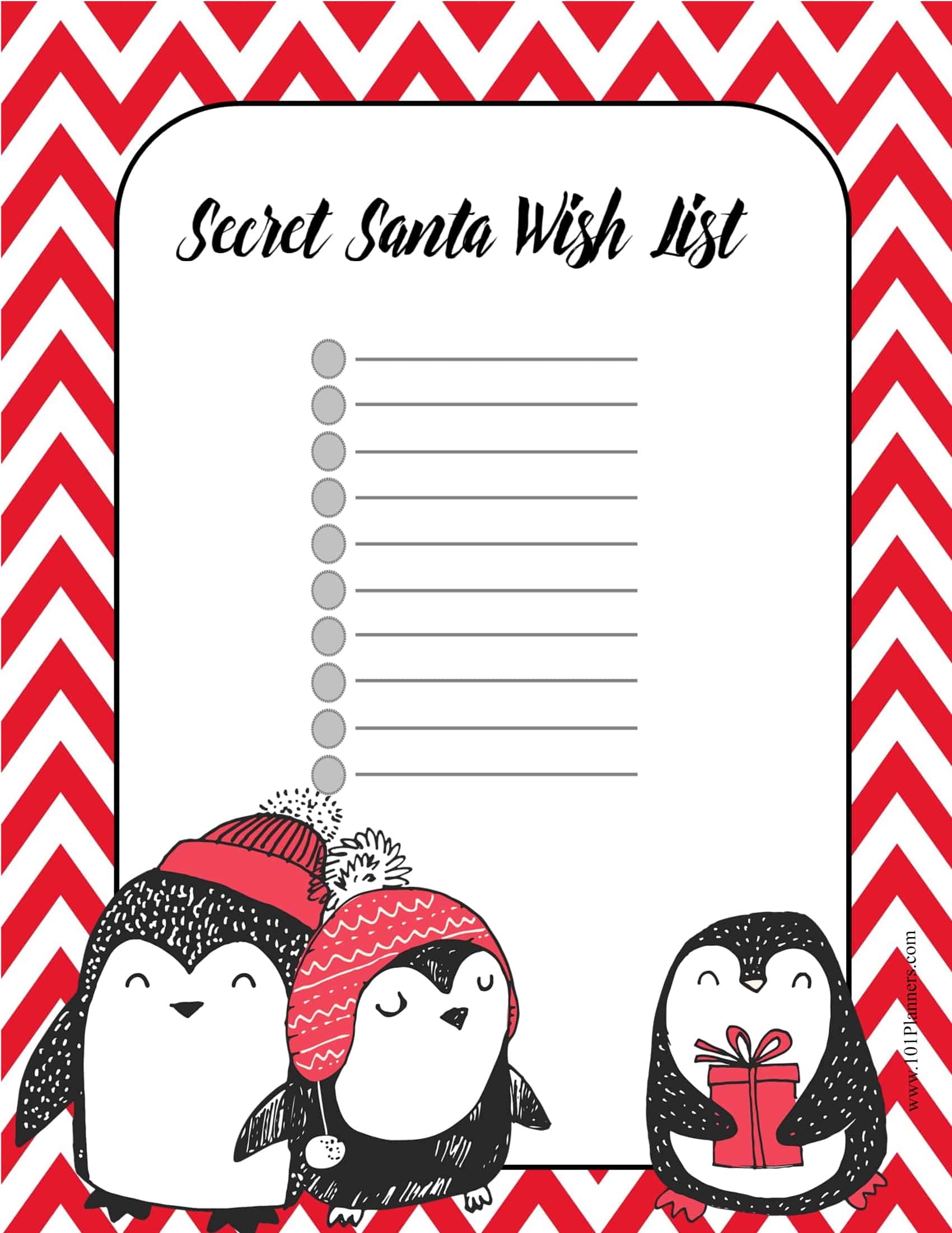 Free Secret Santa Wish List Template