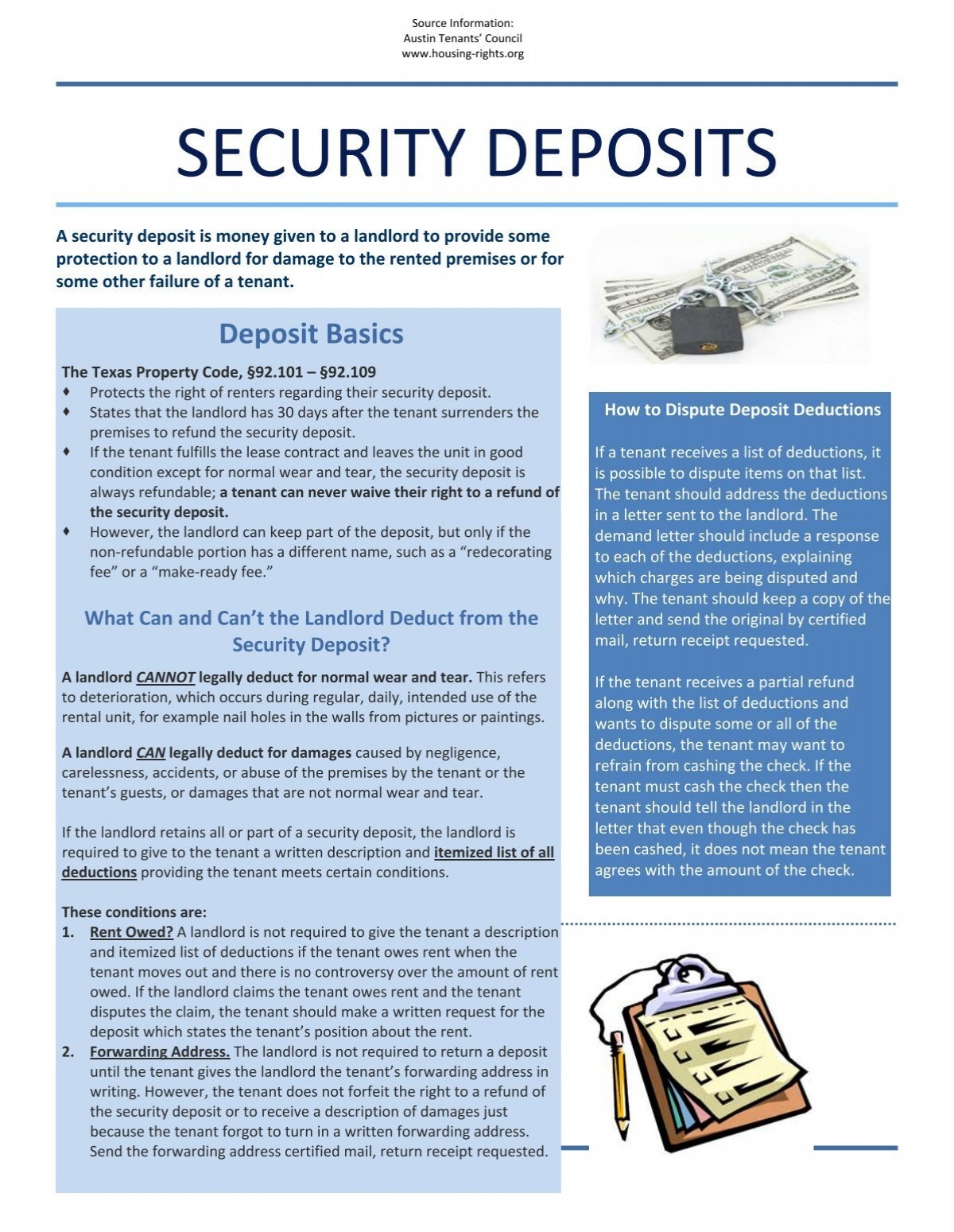 SECURITY DEPOSITS Act Locally Waco