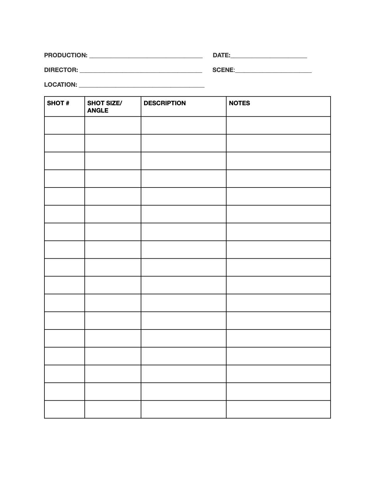 Shot List Template How To Create A Shot List For A Film 2025 