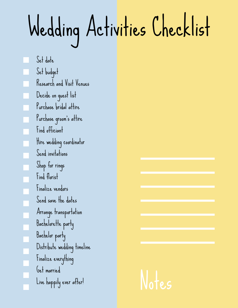 Wedding Photo List Template