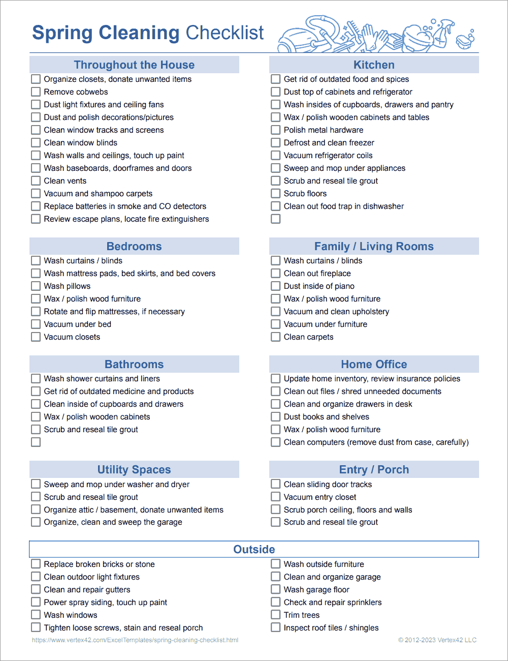 Spring Cleaning List Template