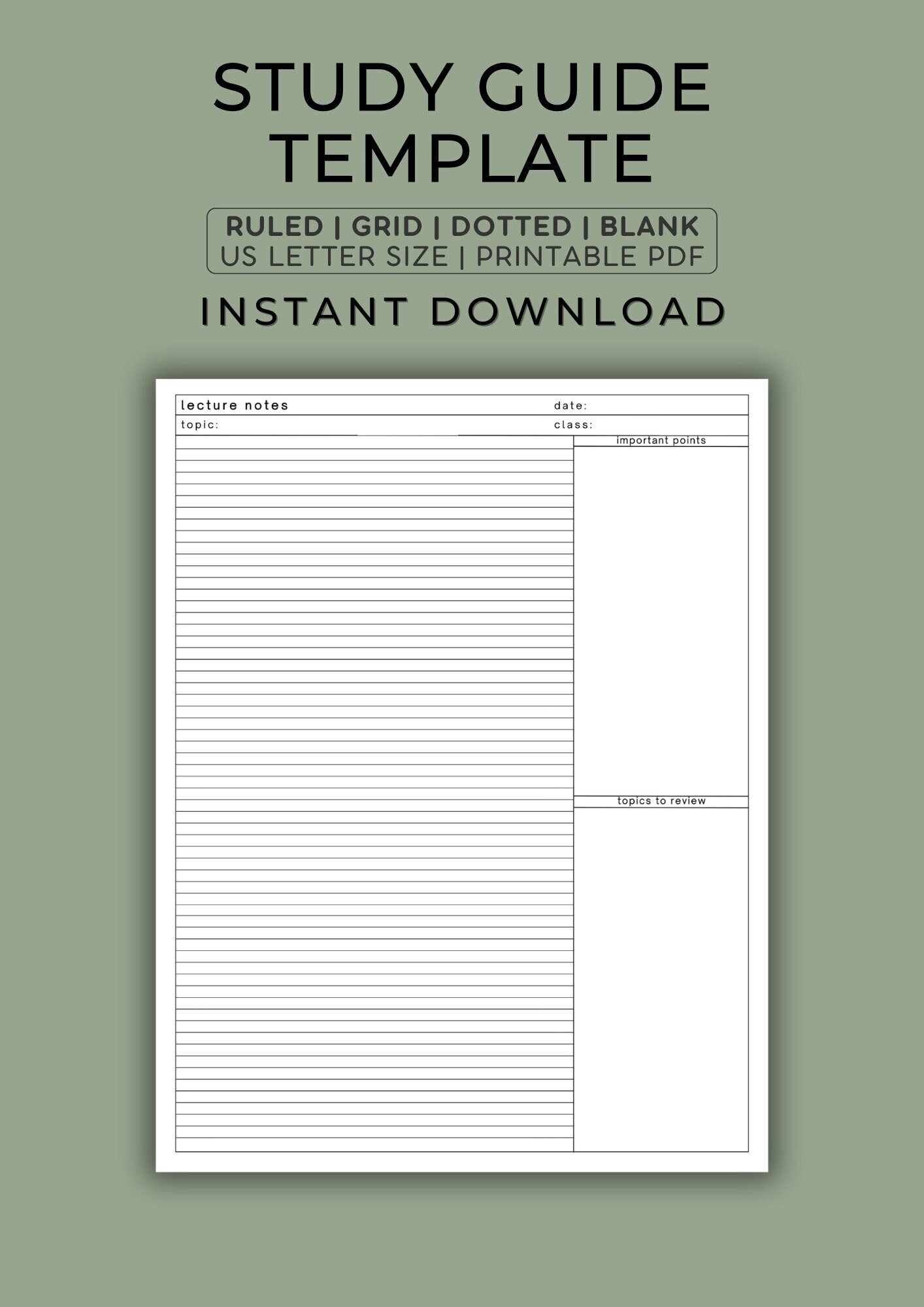 Free Printable Study Guide Template