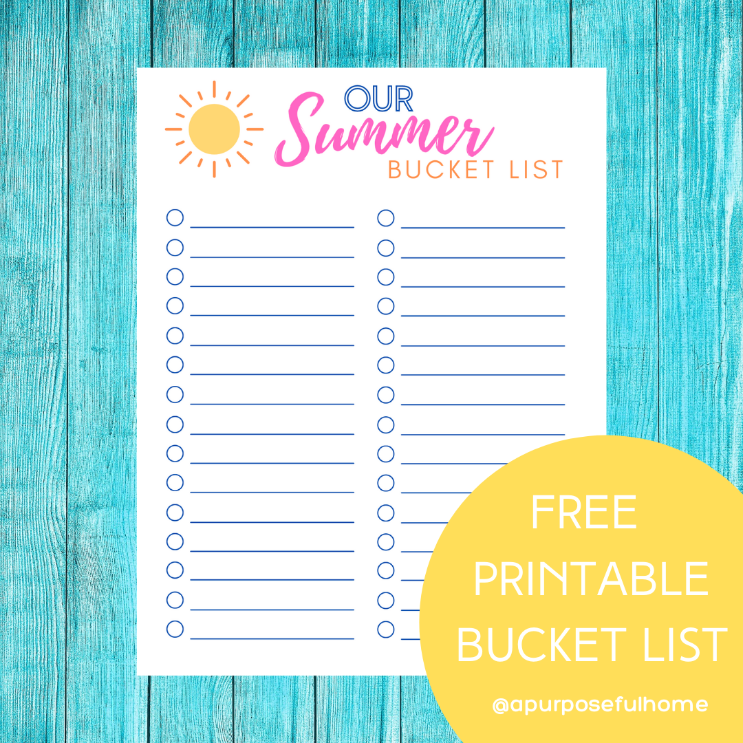 Free Summer Bucket List Template