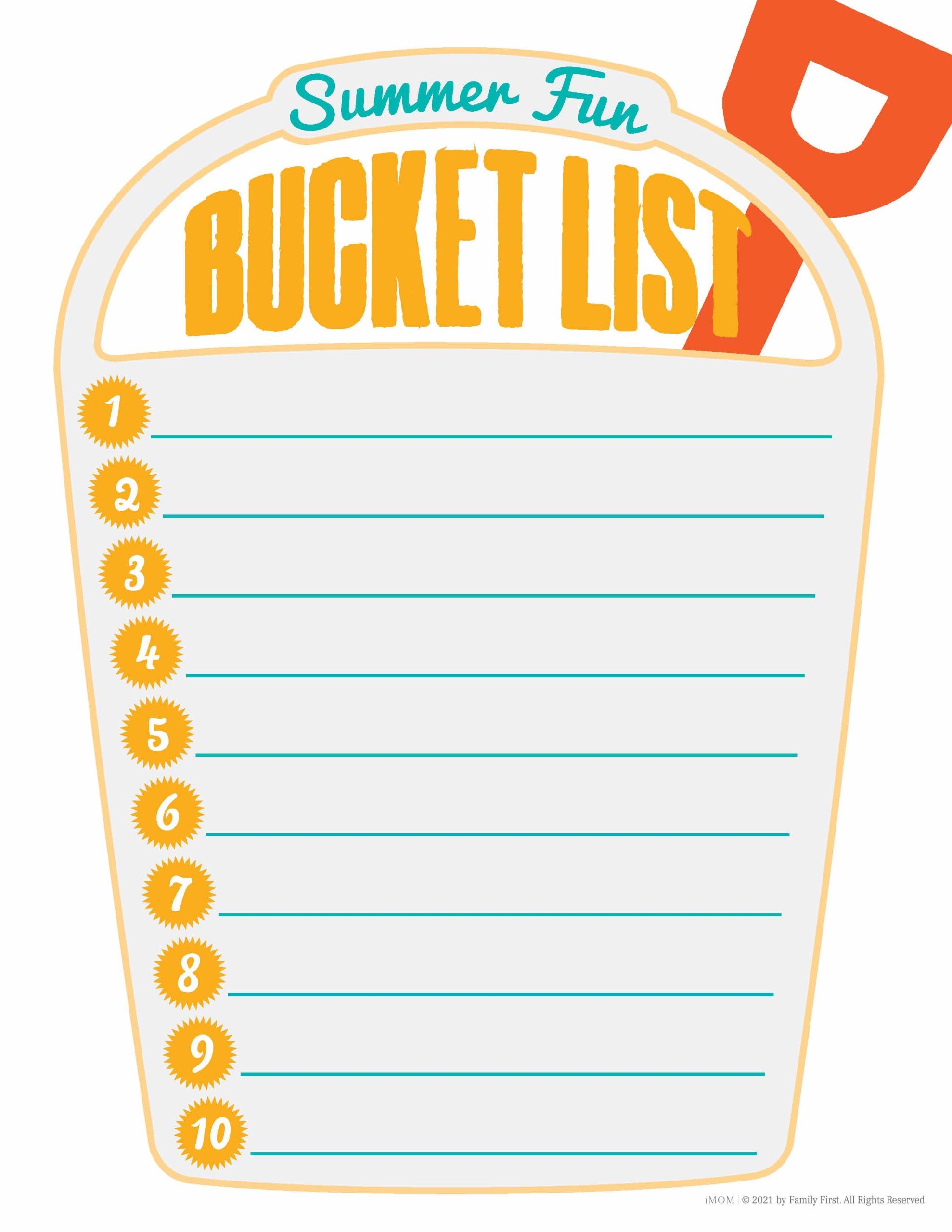 Summer Bucket List Template Pdf