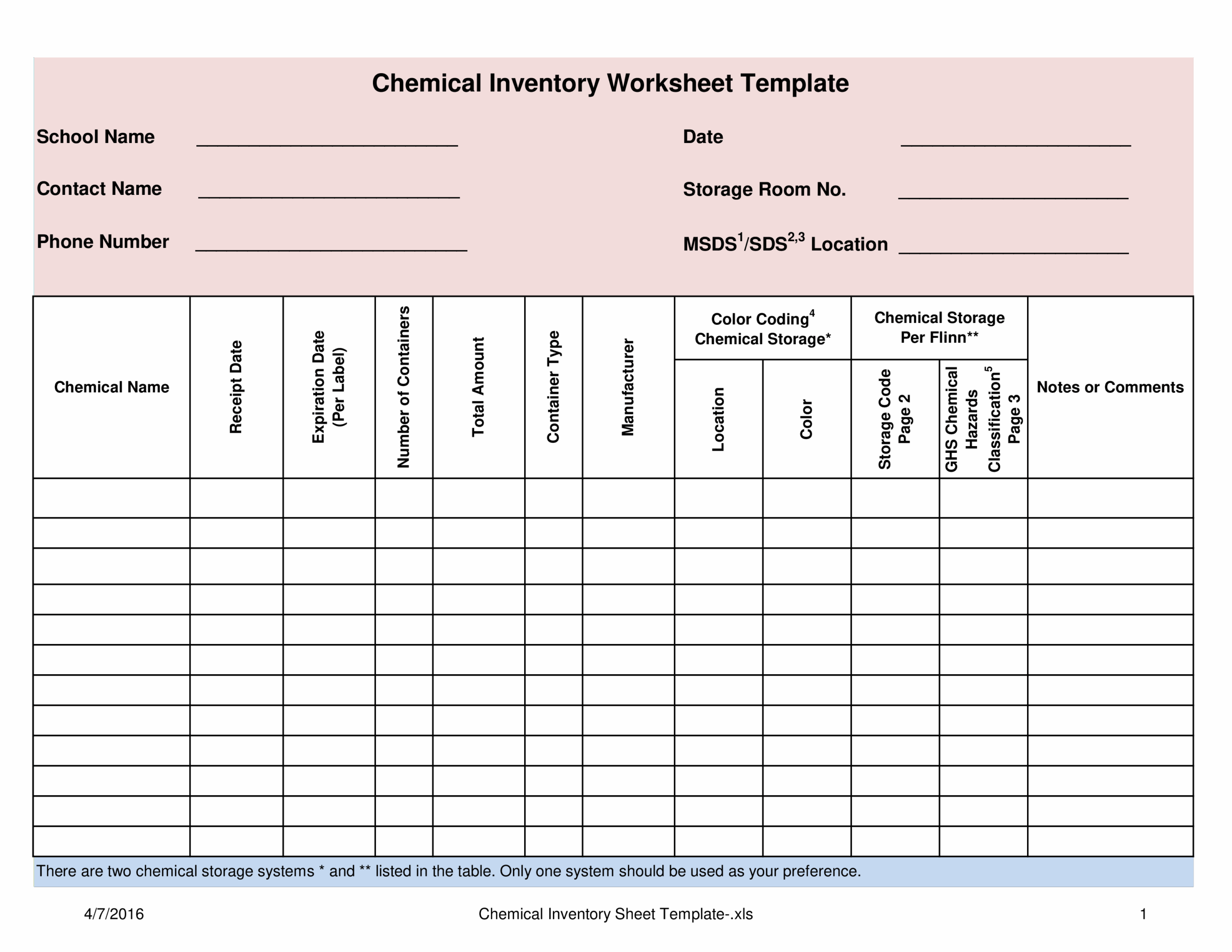 T l charger Gratuit Chemical Inventory Worksheet Template