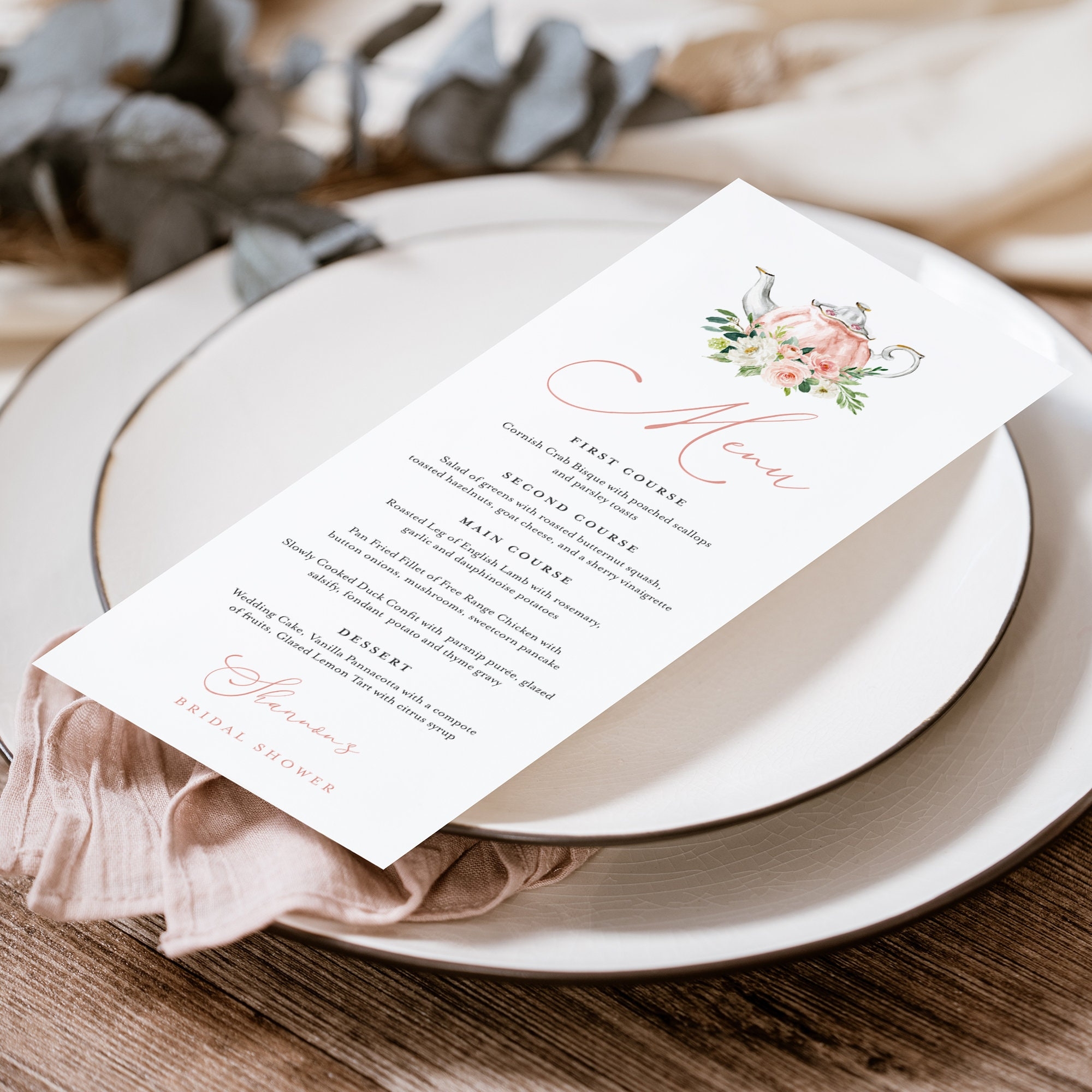 Free Printable Bridal Shower Menu Templates