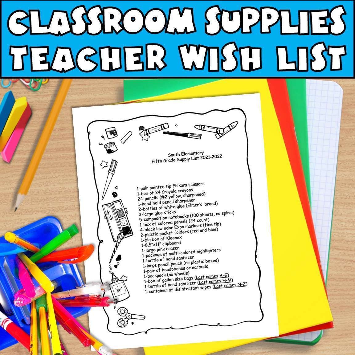 Teacher Supply List Template PreK High School