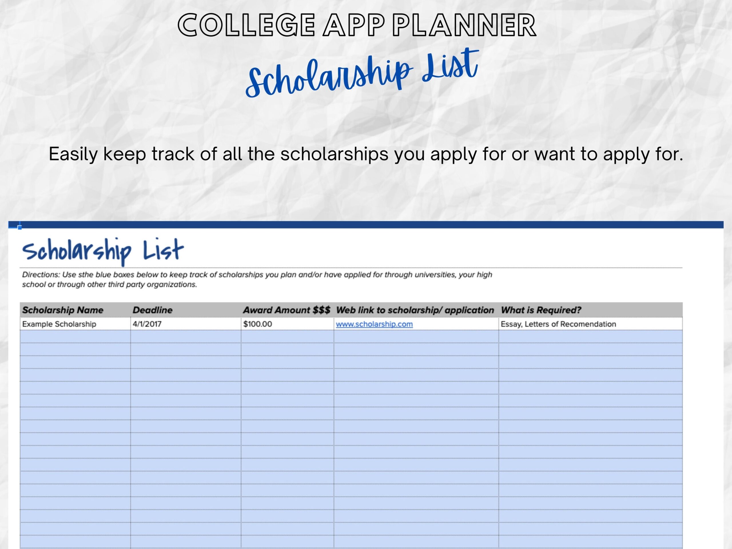 The SMART College Application Tracker College Admissions 