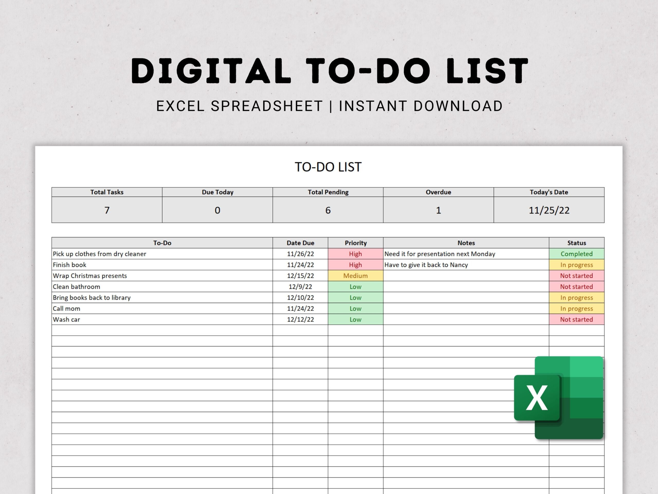 To Do List Spreadsheet Template