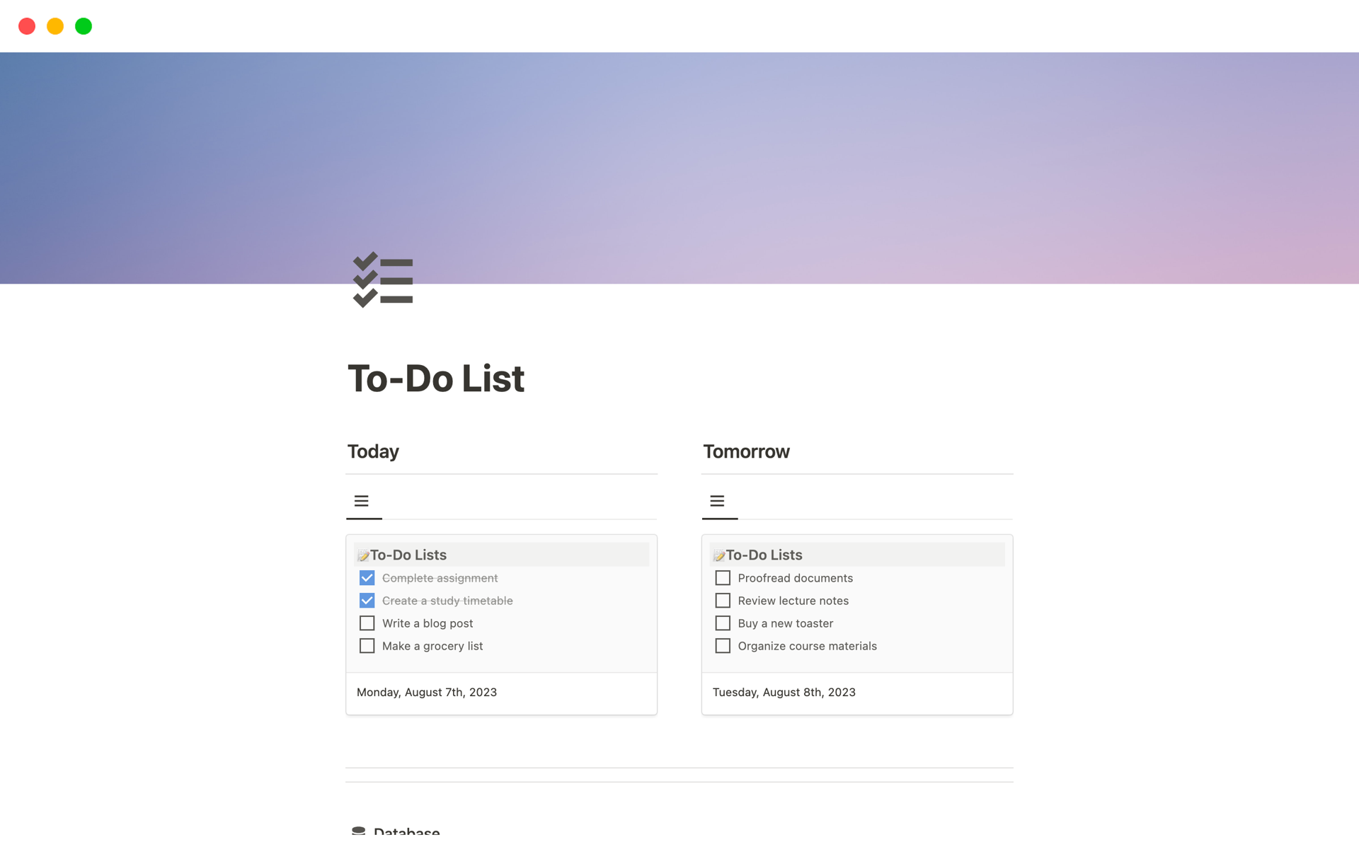 Notion To Do List Templates