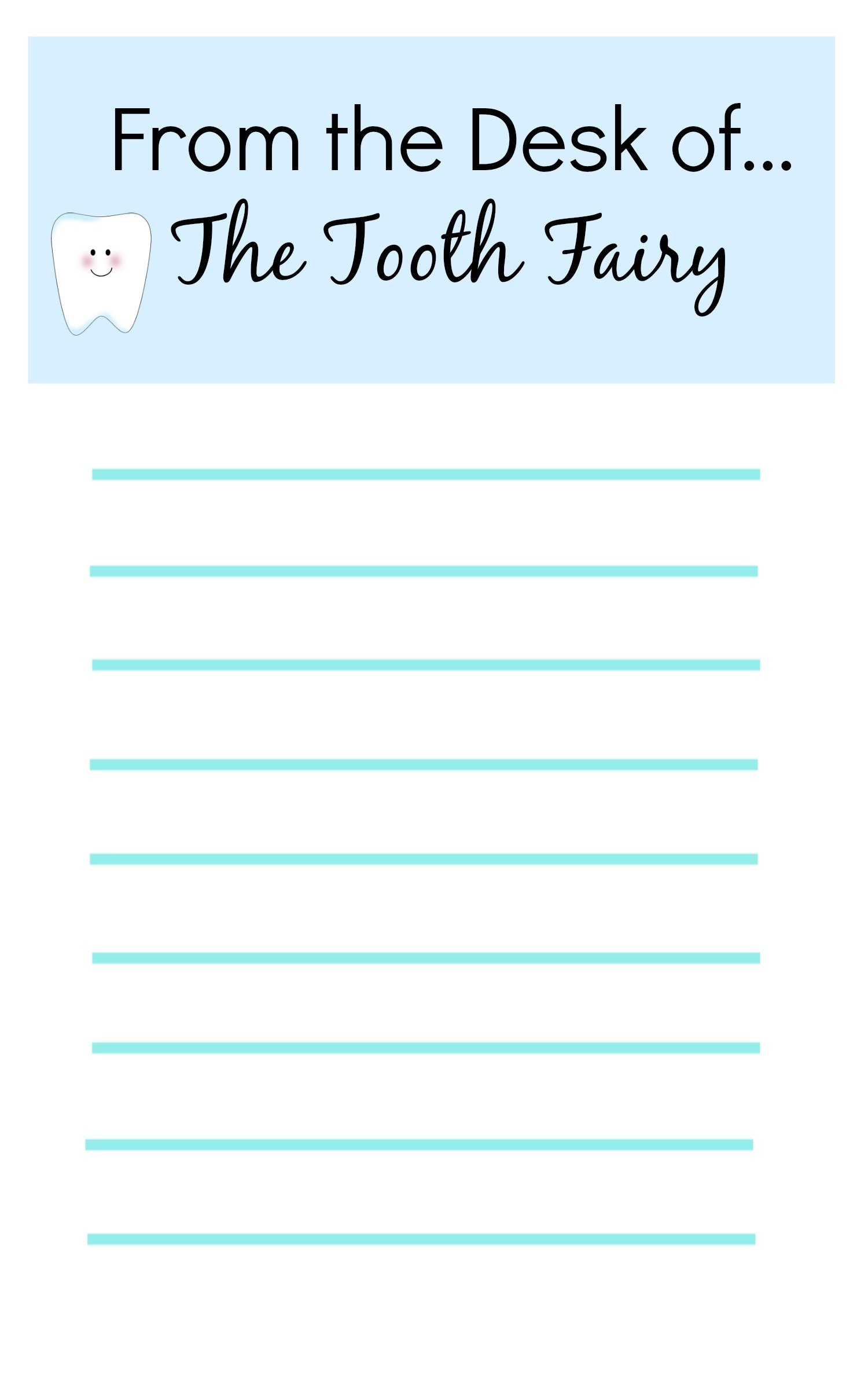 Tooth Fairy Template Free Printable Pdf