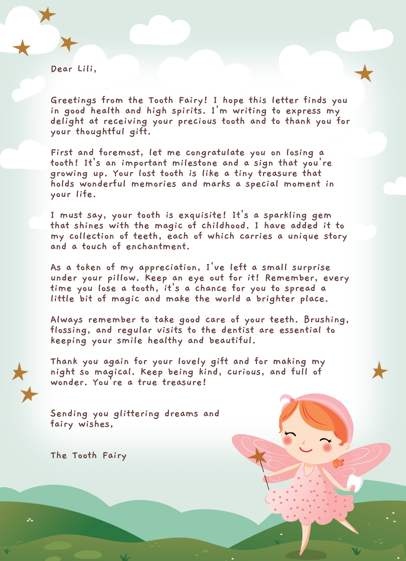 Tooth Fairy Templates Free Printable