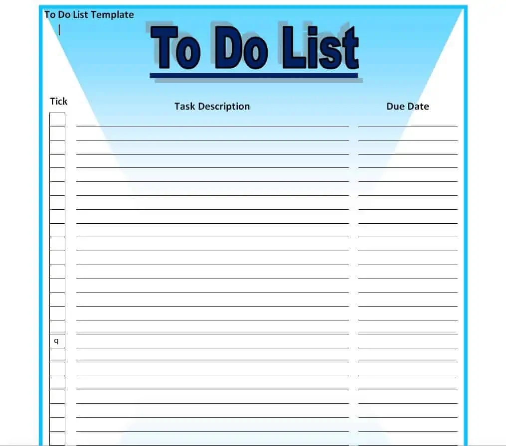 To Do List Word Template