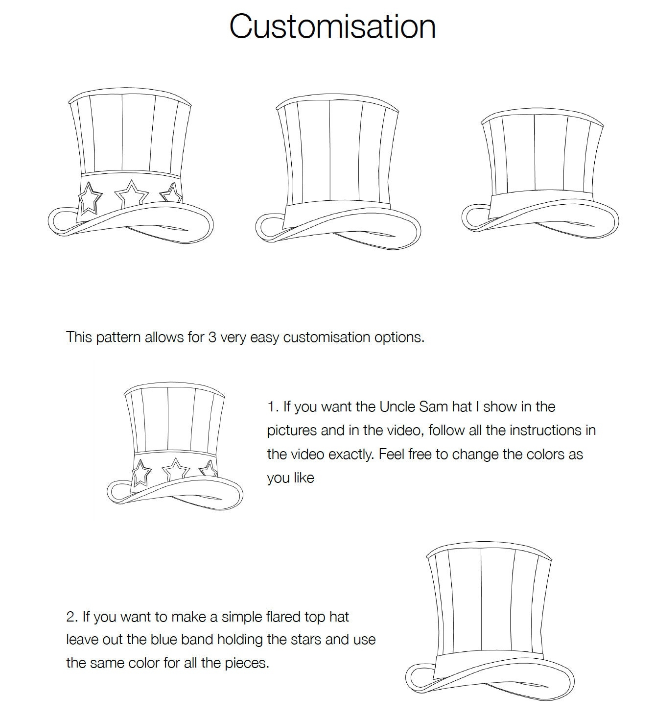 Top Hat PATTERN DIY Pattern pdf Download Uncle Sam Hat Video Tutorial Etsy