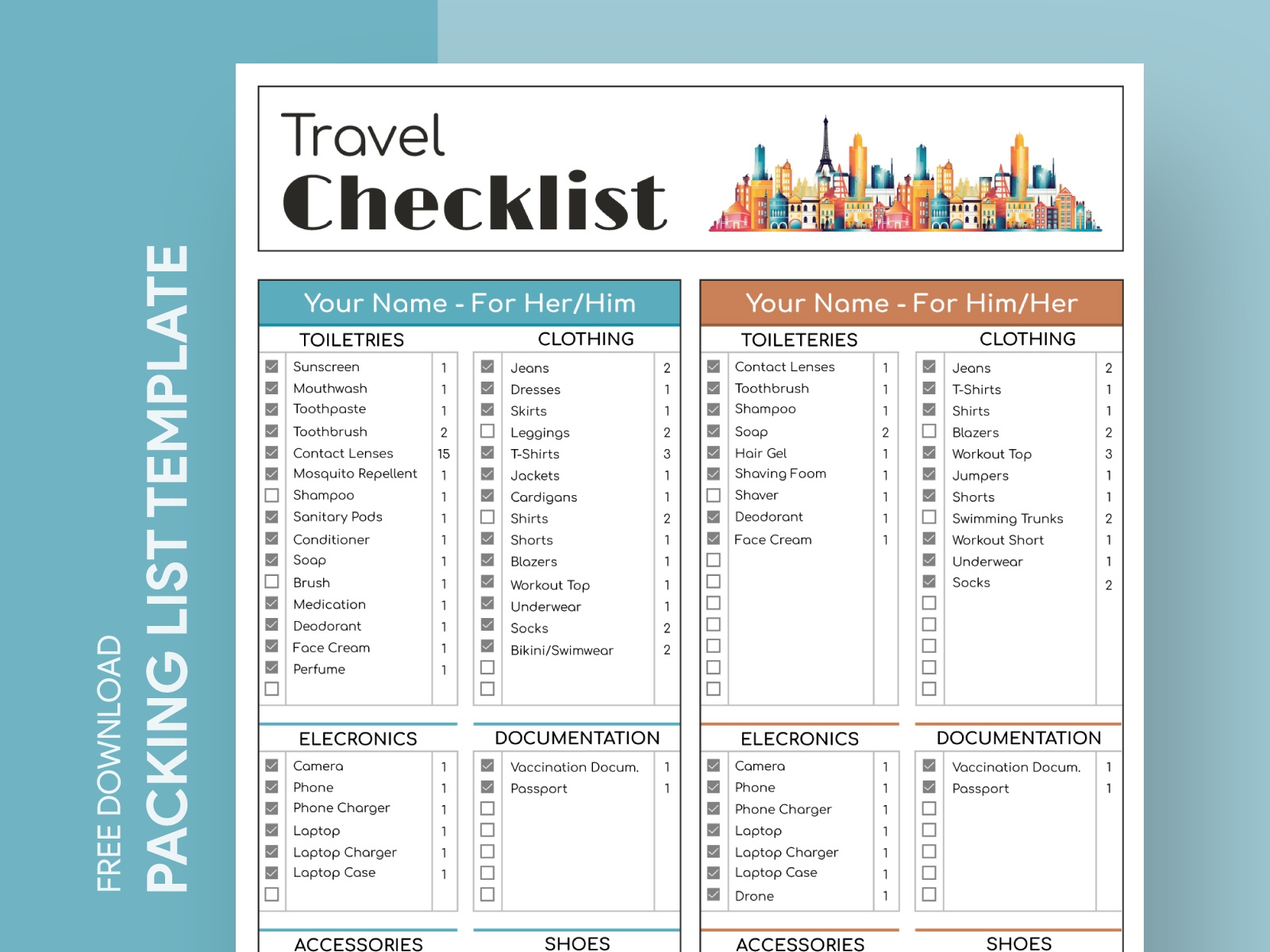Travel List Template