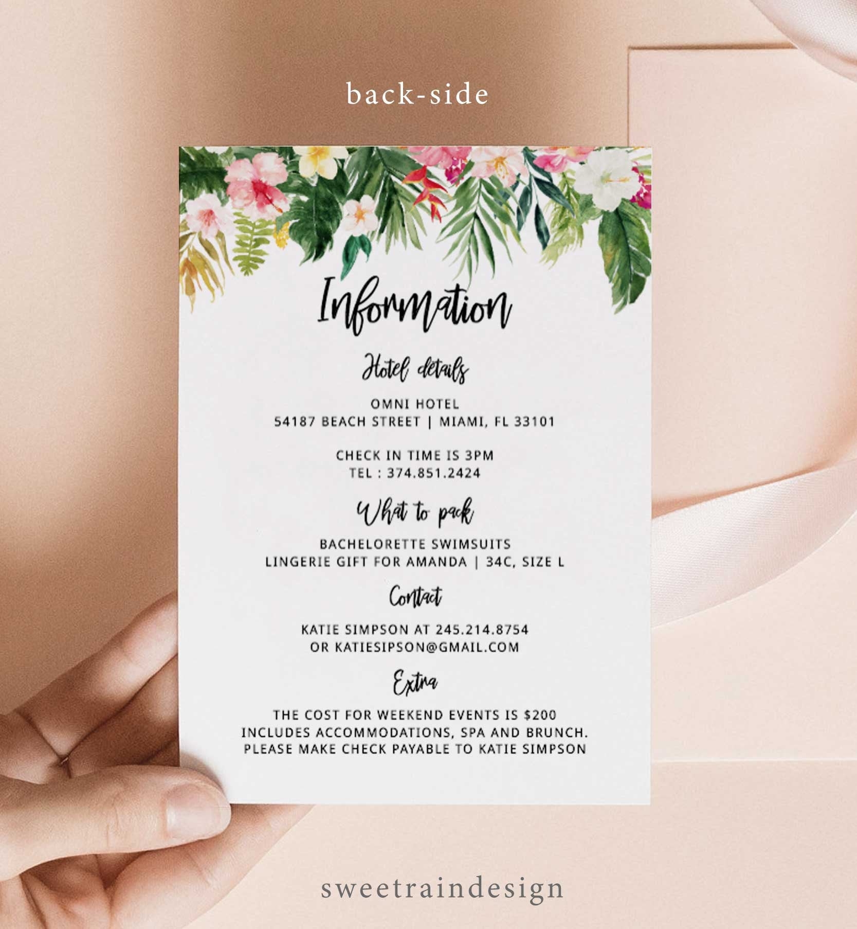 Tropical Bachelorette Itinerary Template Han Party Itinerary 
