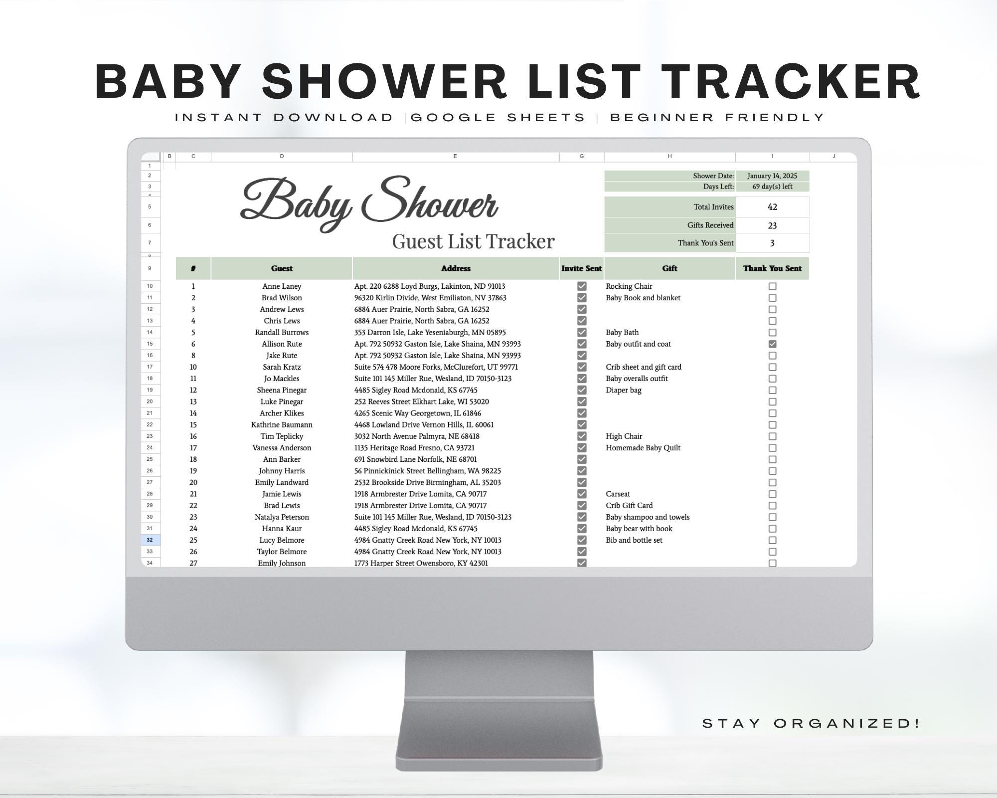 Baby Shower Guest List Template
