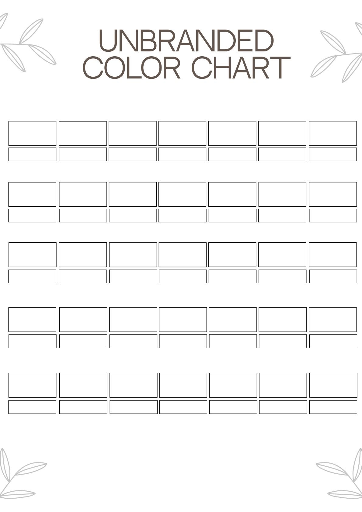Printable Blank Color Chart Download Free
