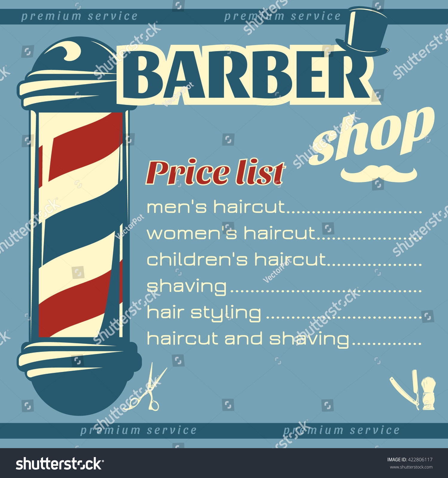 Vektor Stok Barbershop Price List Template Big Pole Tanpa Royalti 422806117 Shutterstock