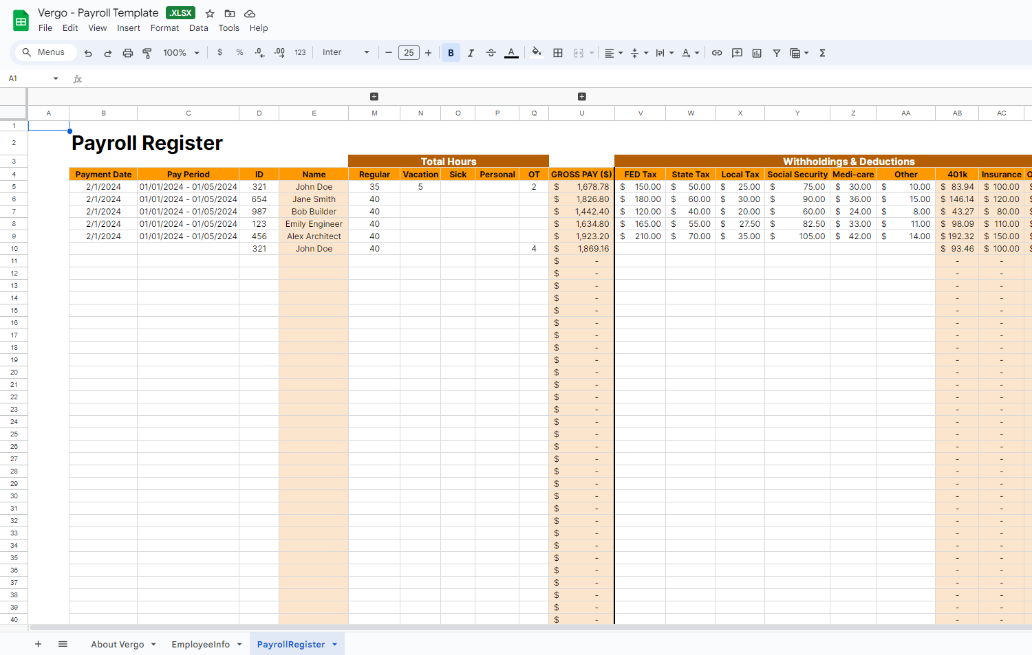 Building Materials List Template