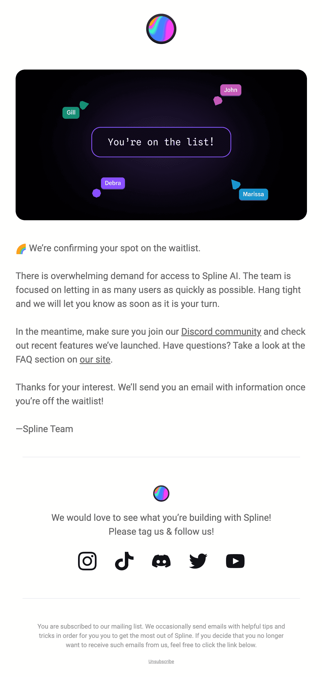 Waiting List Email Template