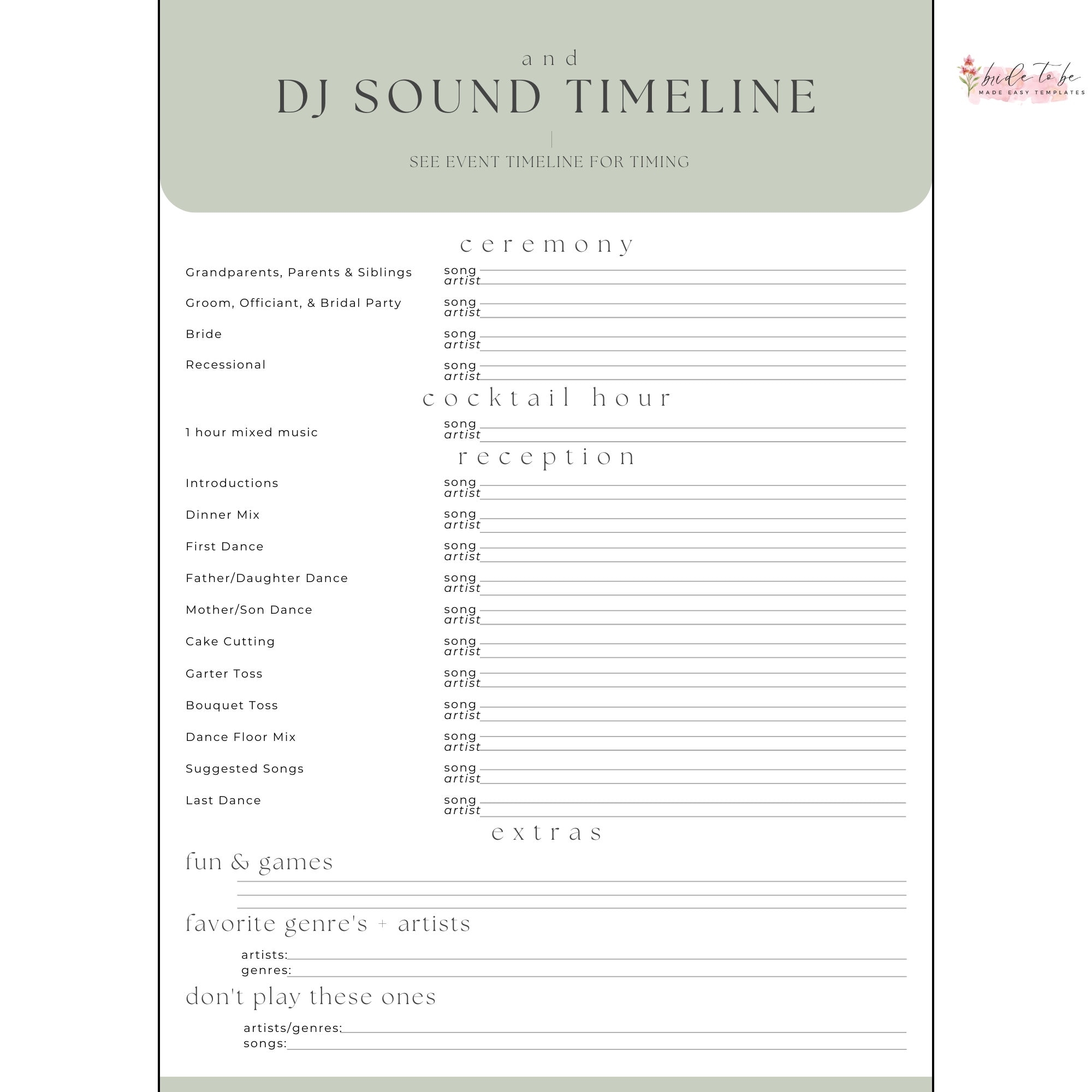 Wedding Song List Template For Dj