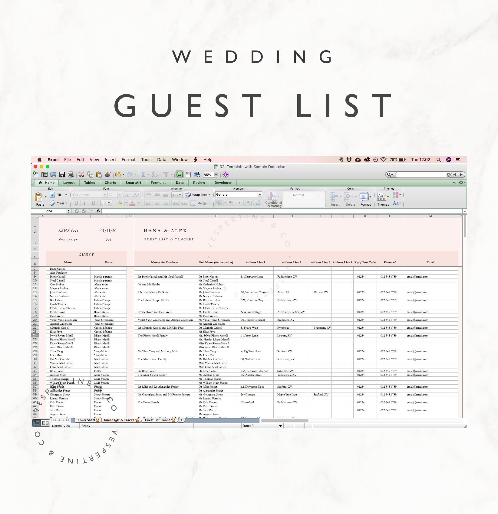 Wedding Guest List Planner And Guest List Tracker Excel 