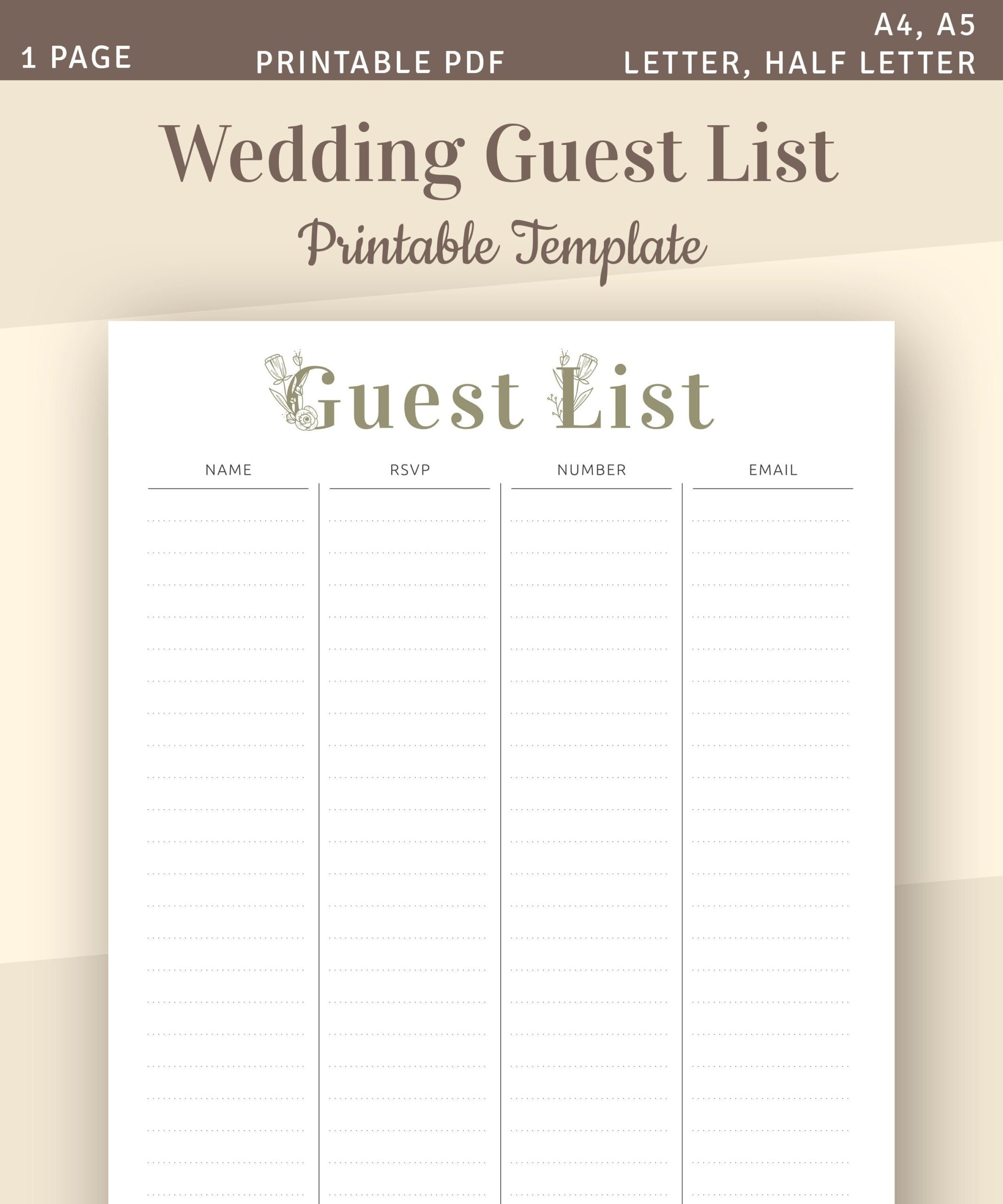 Wedding List Template