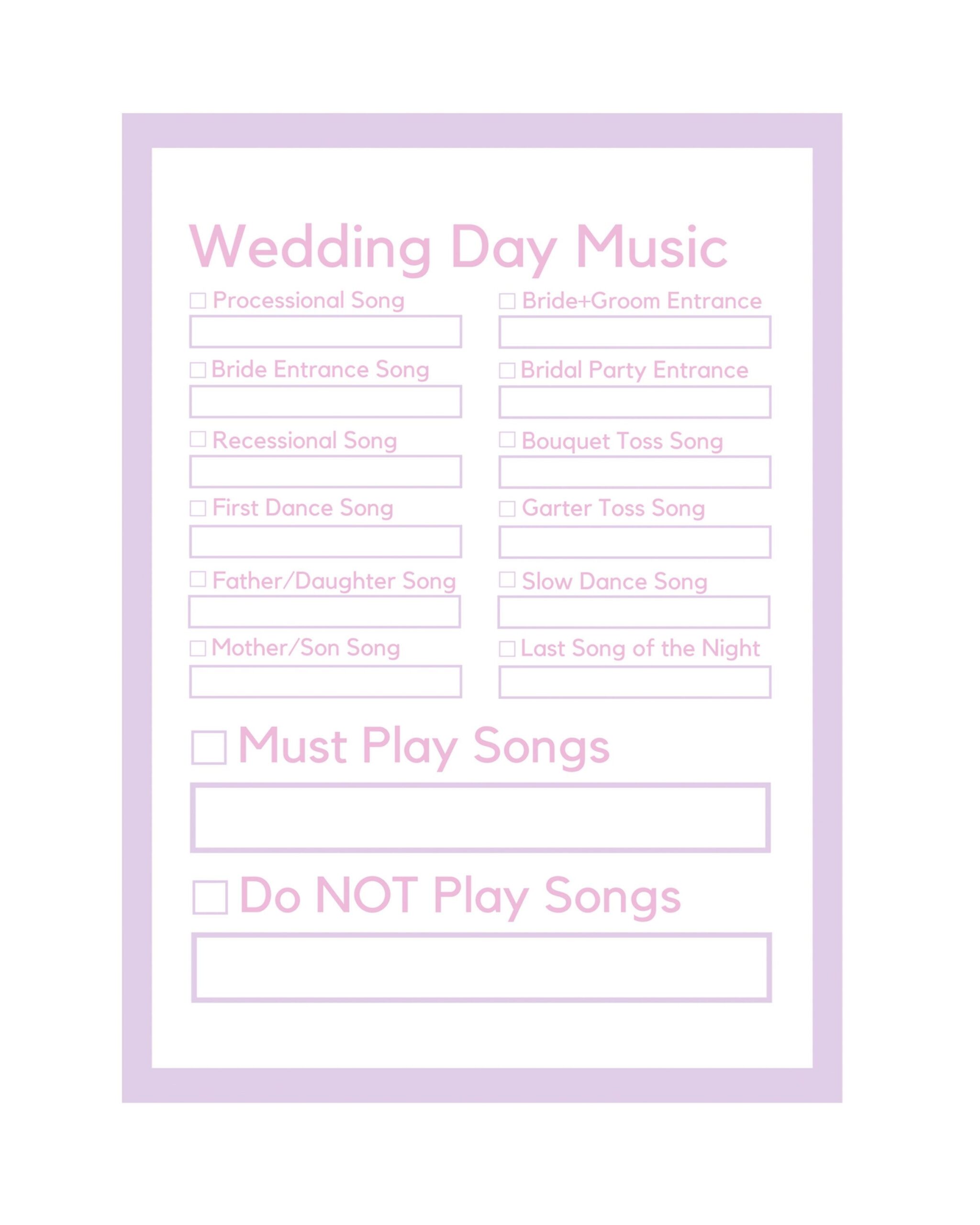 Wedding Song List Template For Dj
