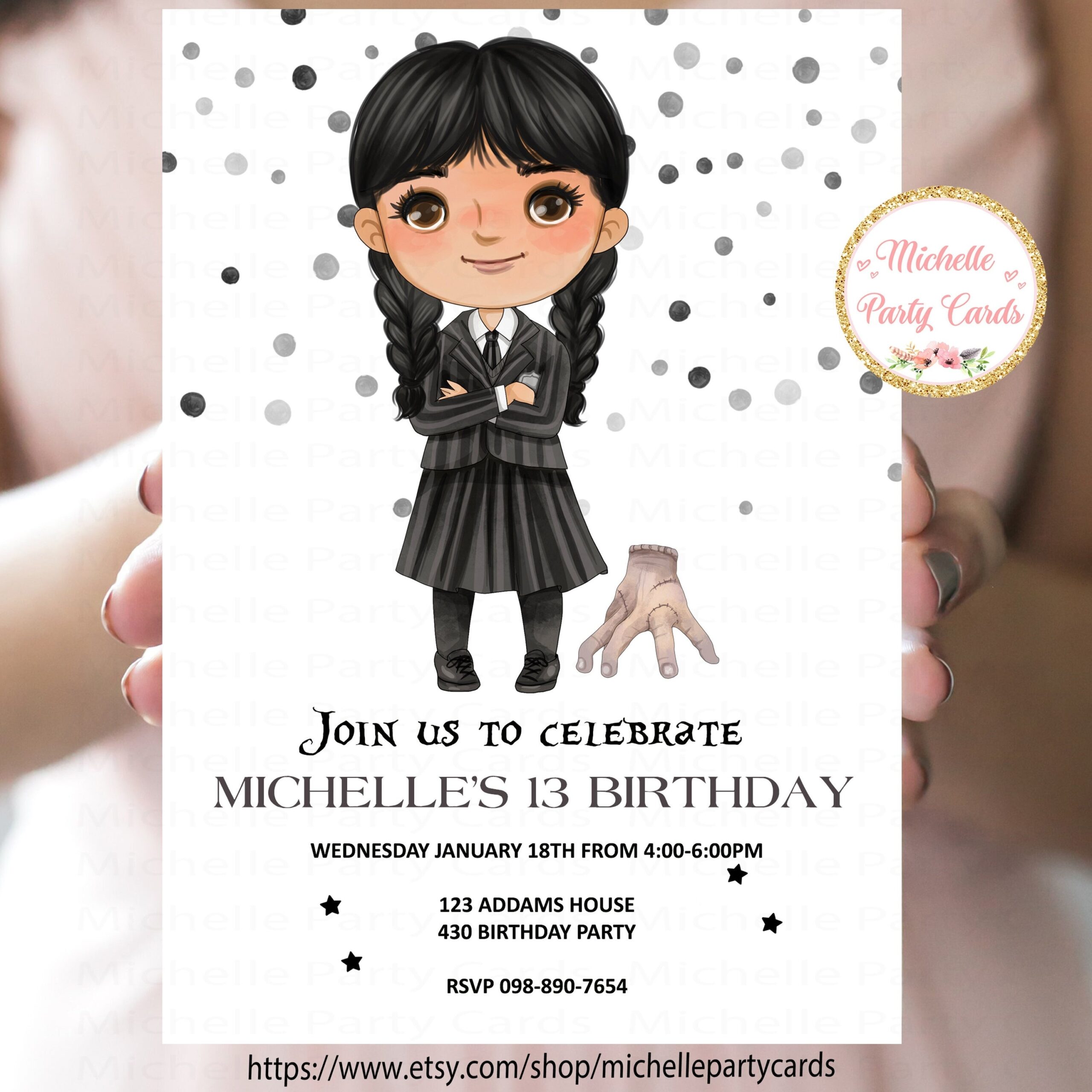 Wednesday Addams Invitation Birthday Party Addams Birthday Wednesday Party Invite Party Girl Addams Family Party Customize Invitation Etsy