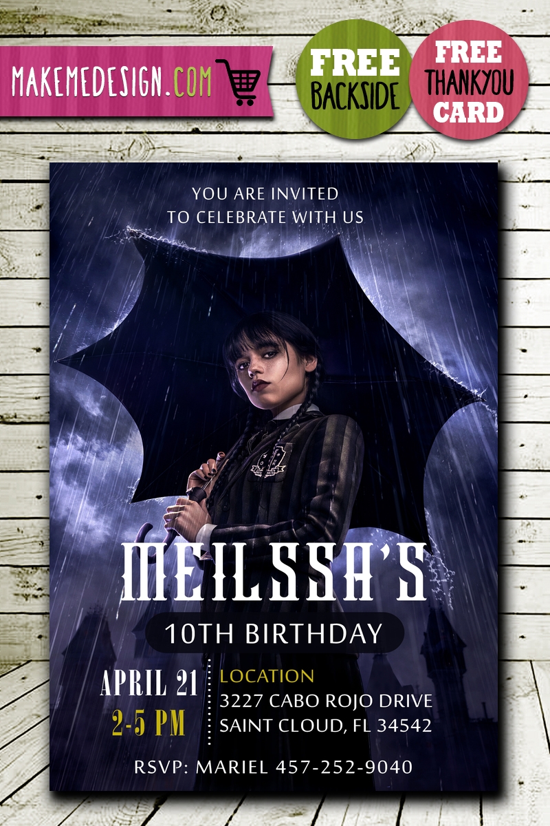 Wednesday Addams Invitation Template Free Printable