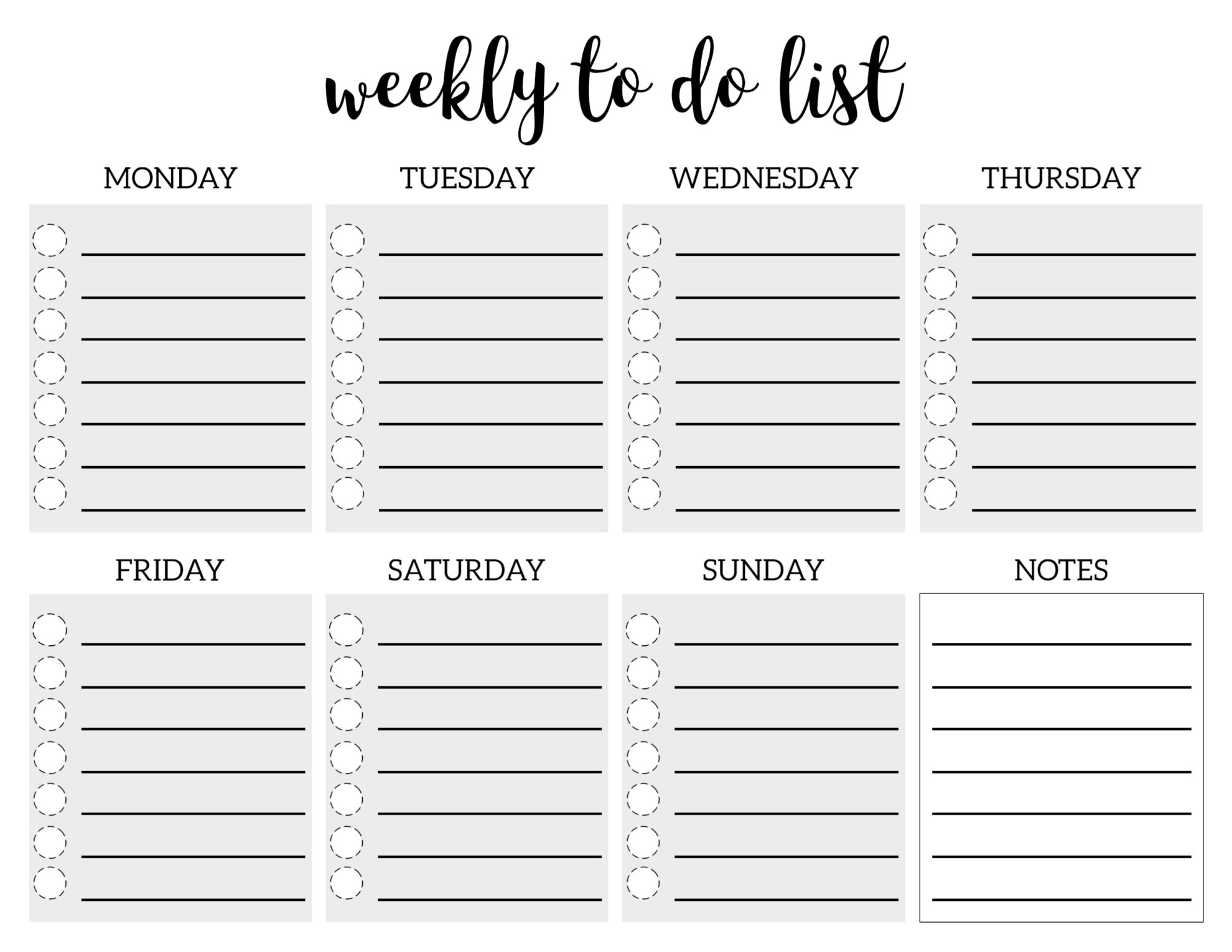 To Do List Weekly Template
