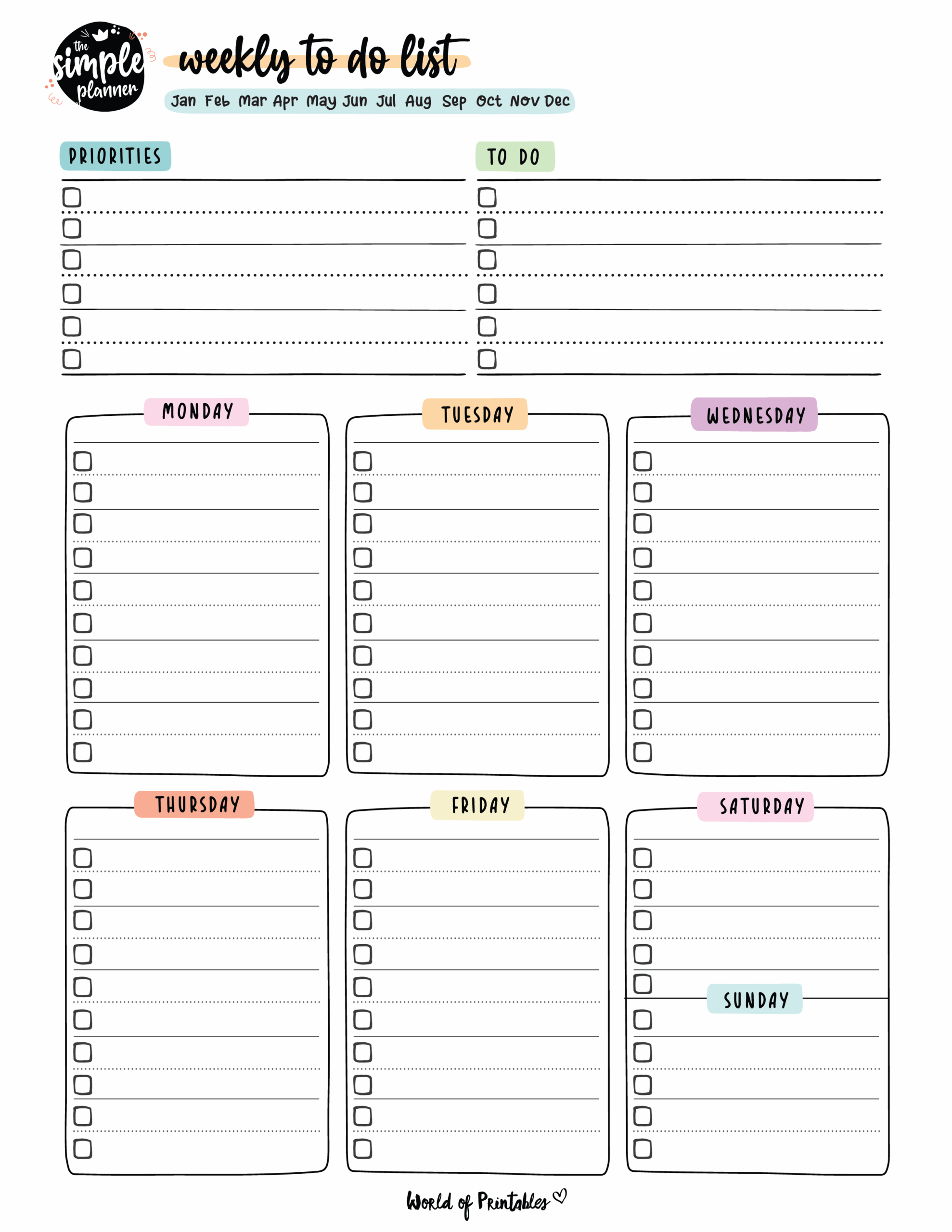 Weekly Todo List Template