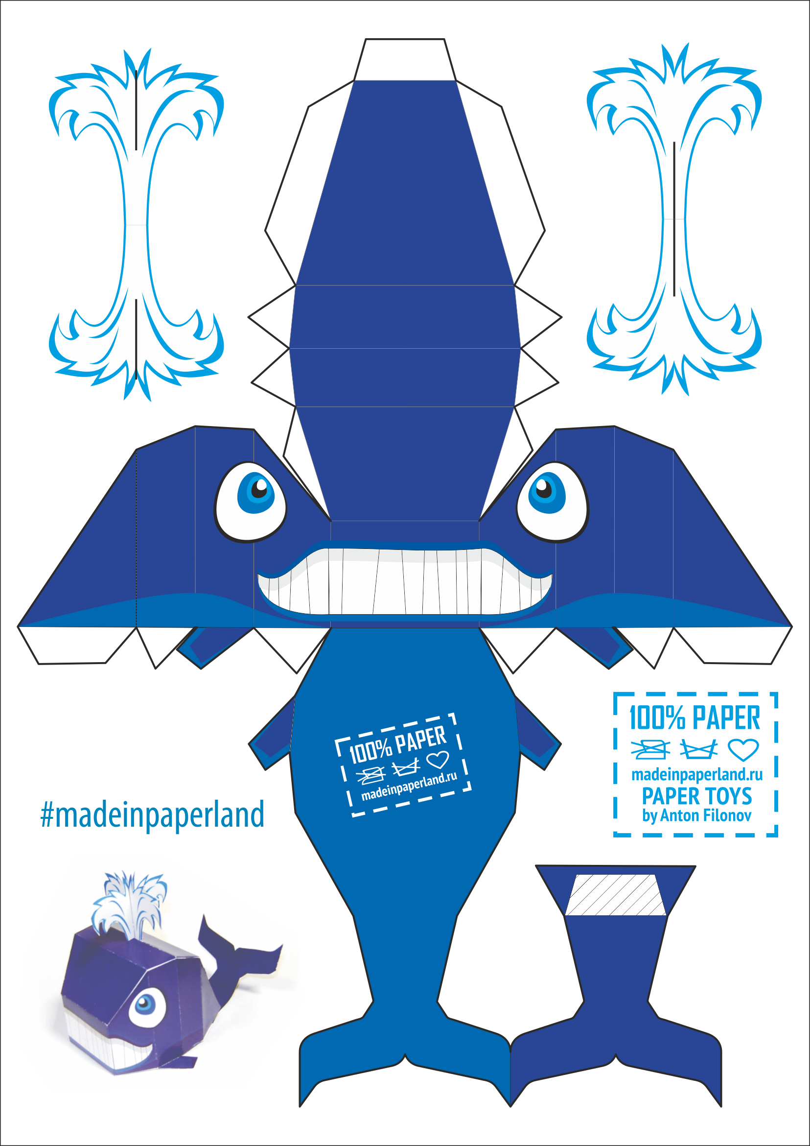 Whale Paper Model Free Printable Paper Models By Anton Filonov