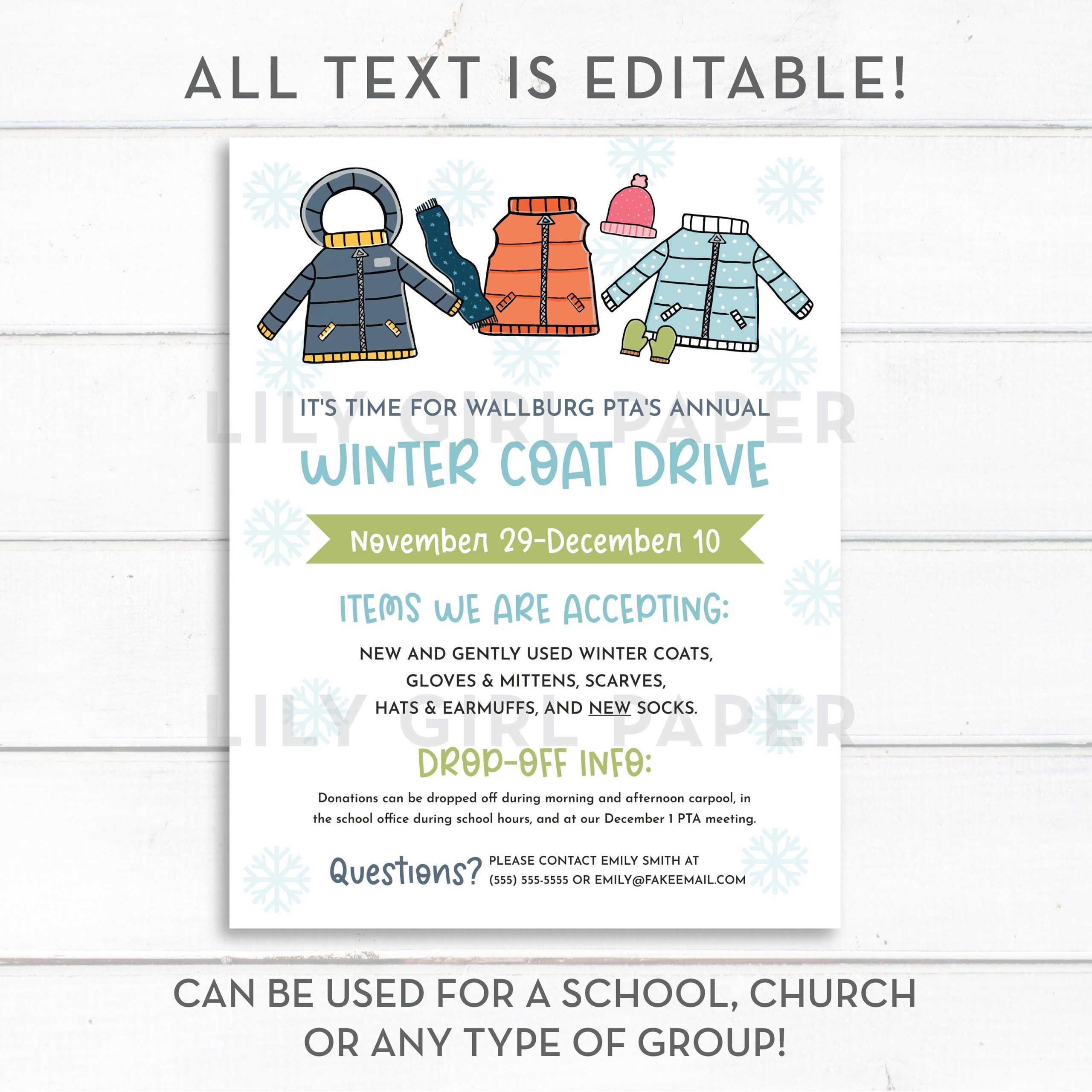Printable Coat Drive Flyer Template Free