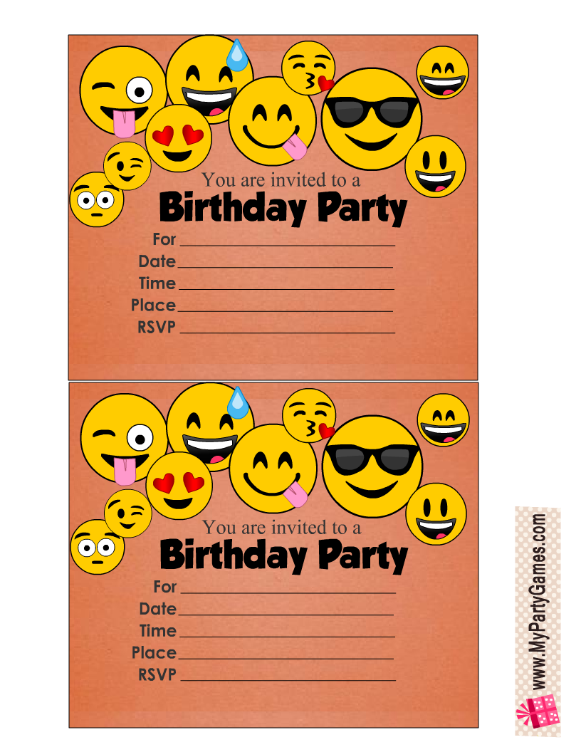 Free Printable Birthday Invites Templates Emoji