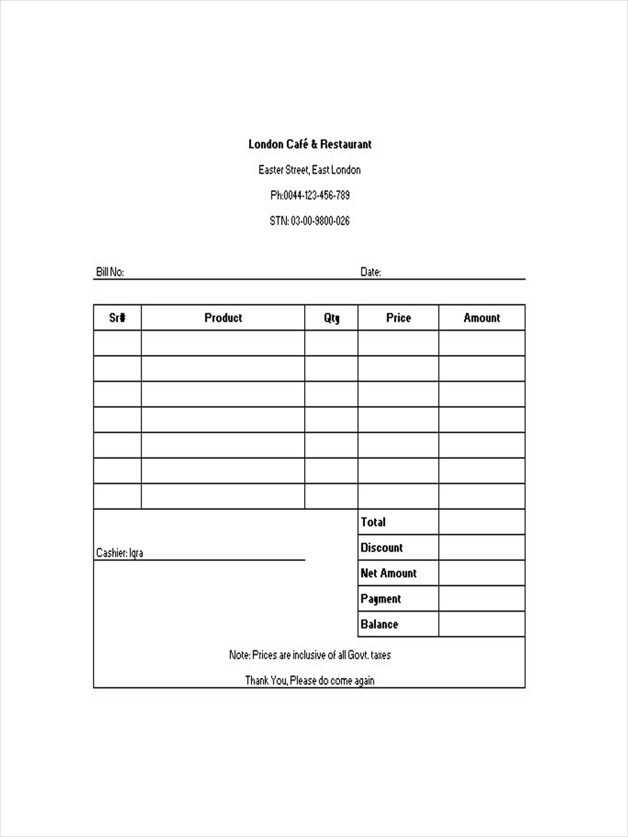 11 Restaurant Receipt Examples To Download